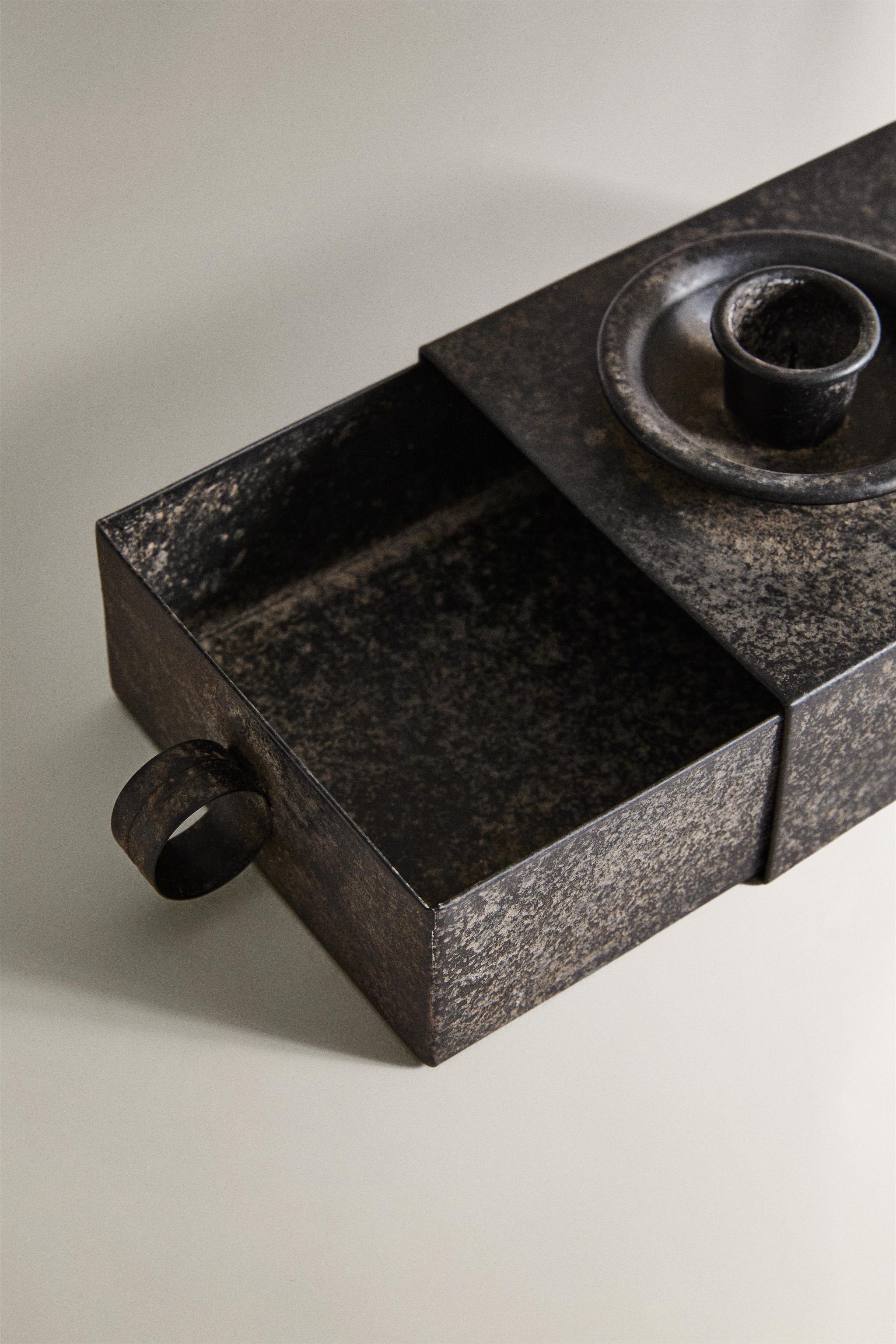 METAL TEALIGHT HOLDER WITH DRAWER