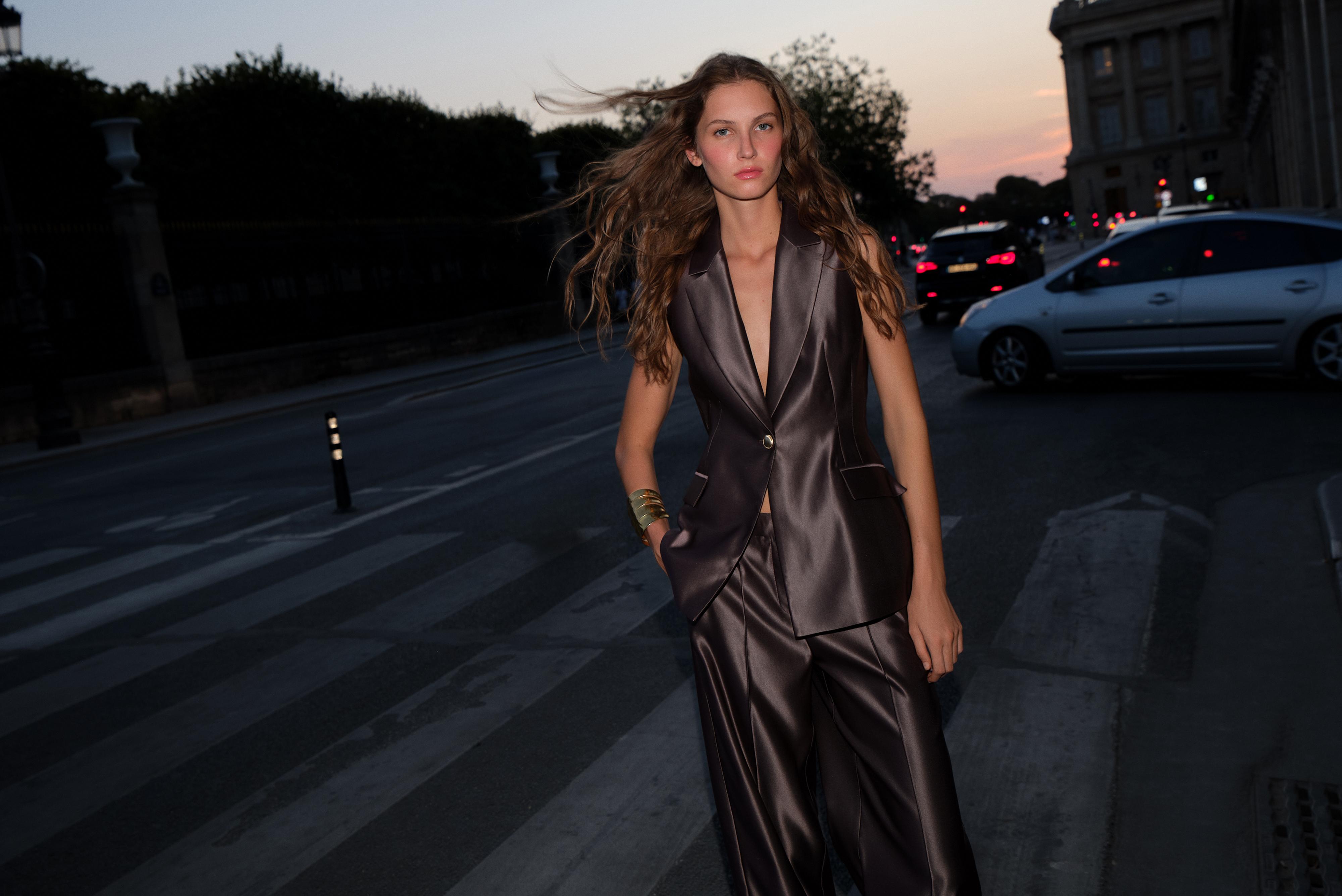 SATIN STRAIGHT LEG PANTS