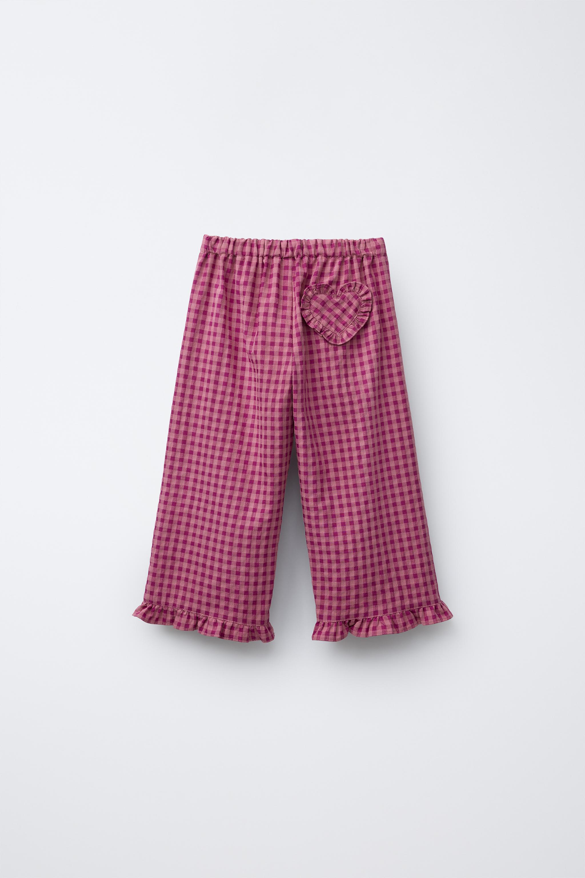 GINGHAM STRAIGHT-LEG PANTS