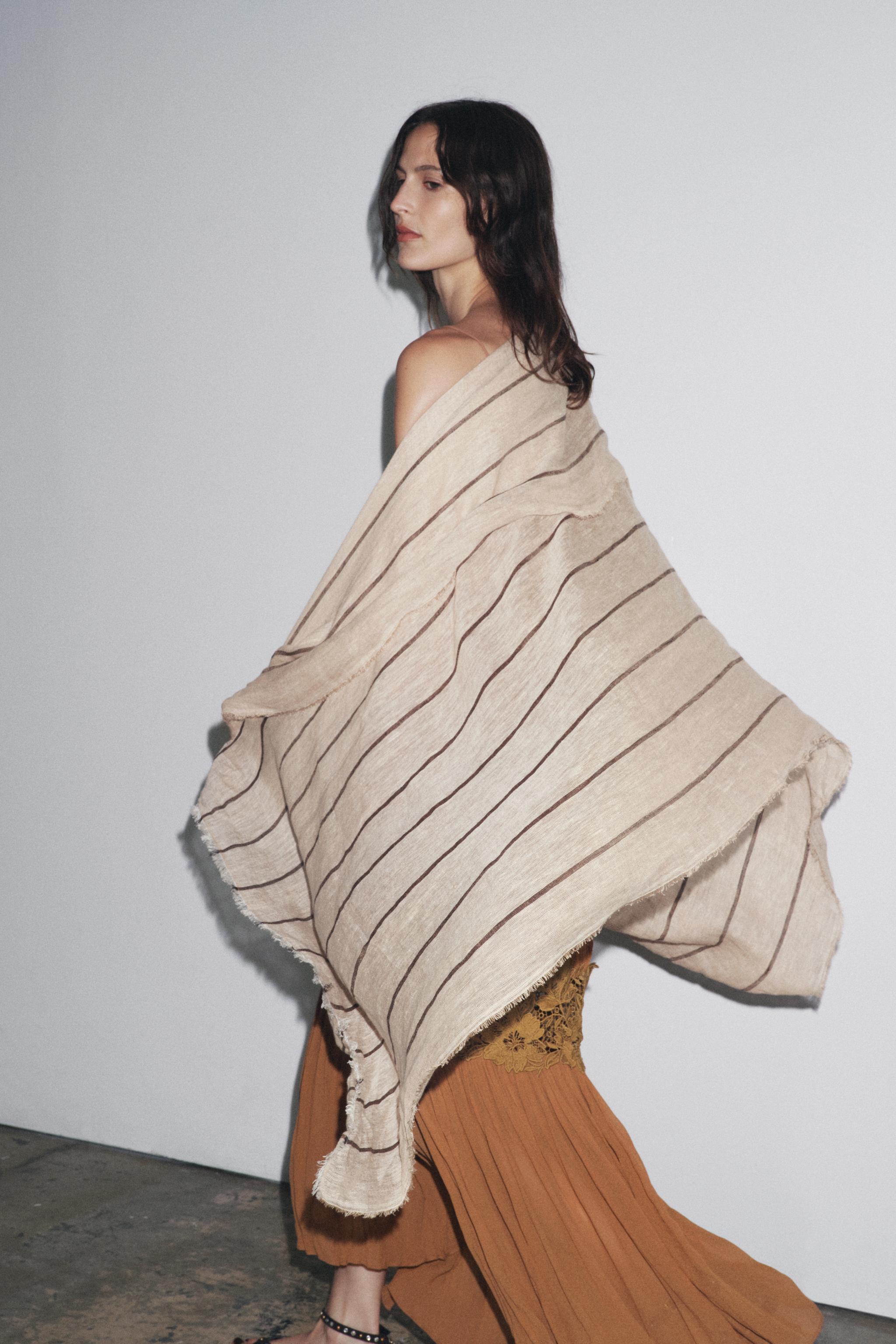 100% STRIPED LINEN SCARF