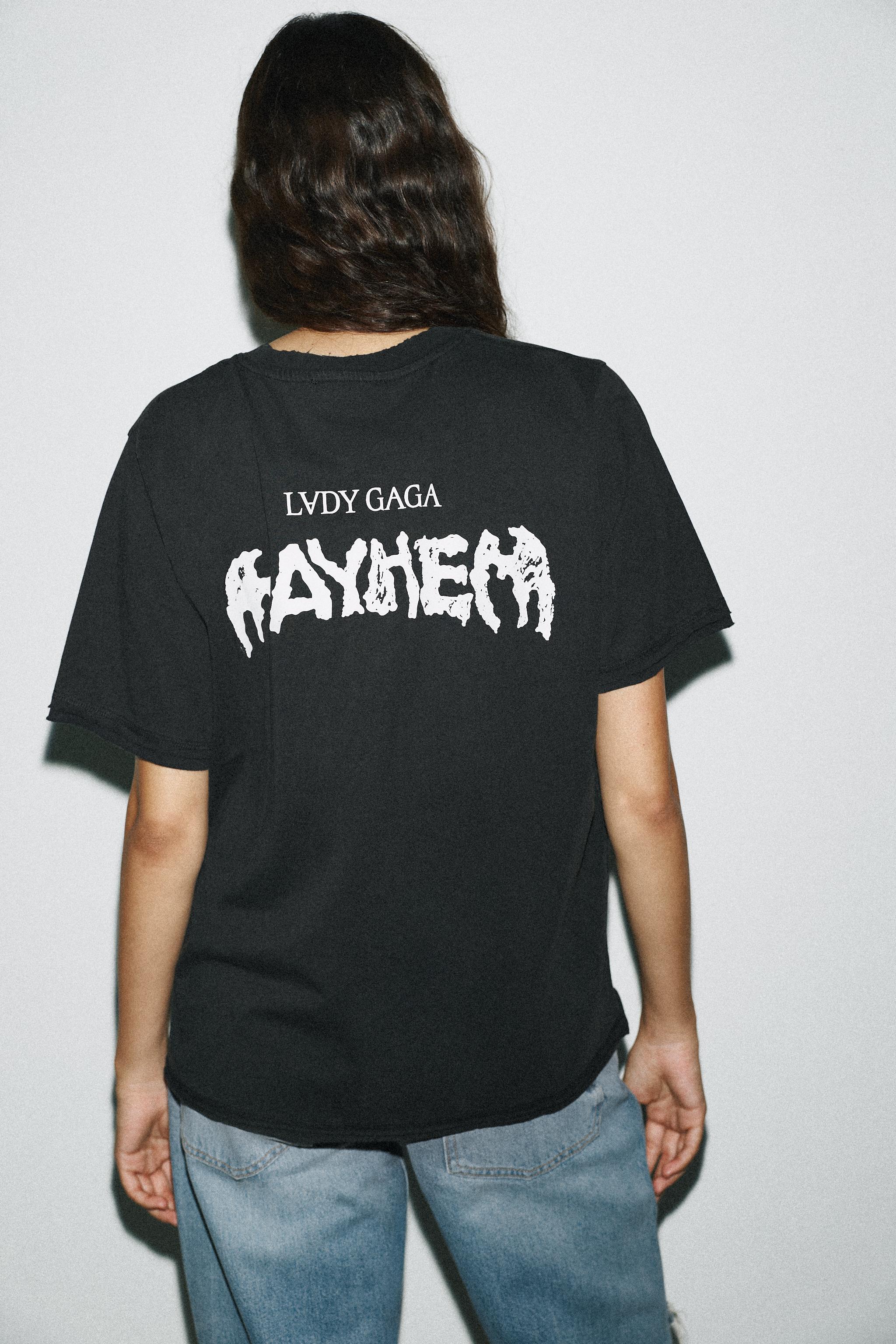 LADY GAGA WASHED EFFECT T-SHIRT