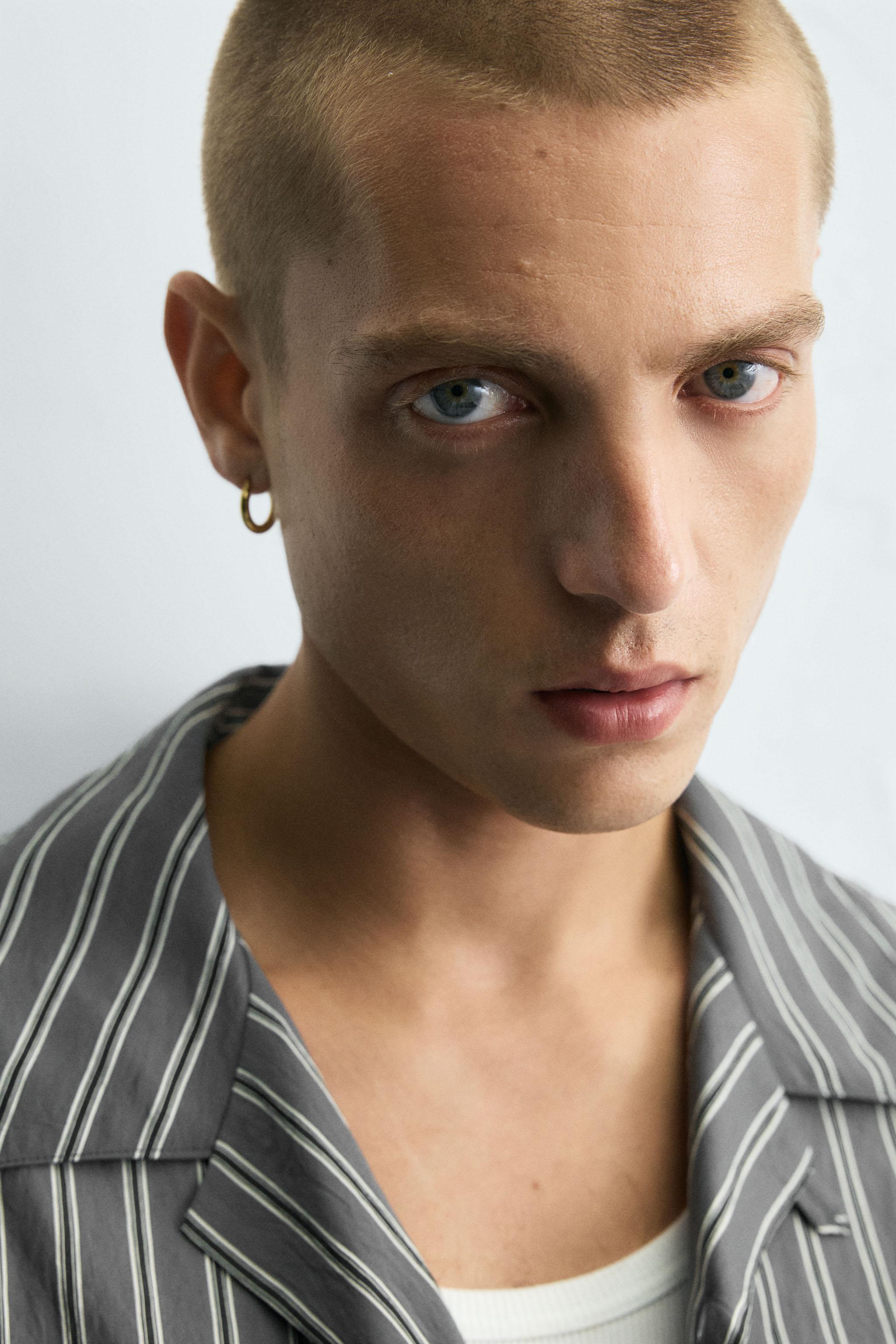 FLOWY SHIRT WITH WRINKLED STRIPE EFFECT