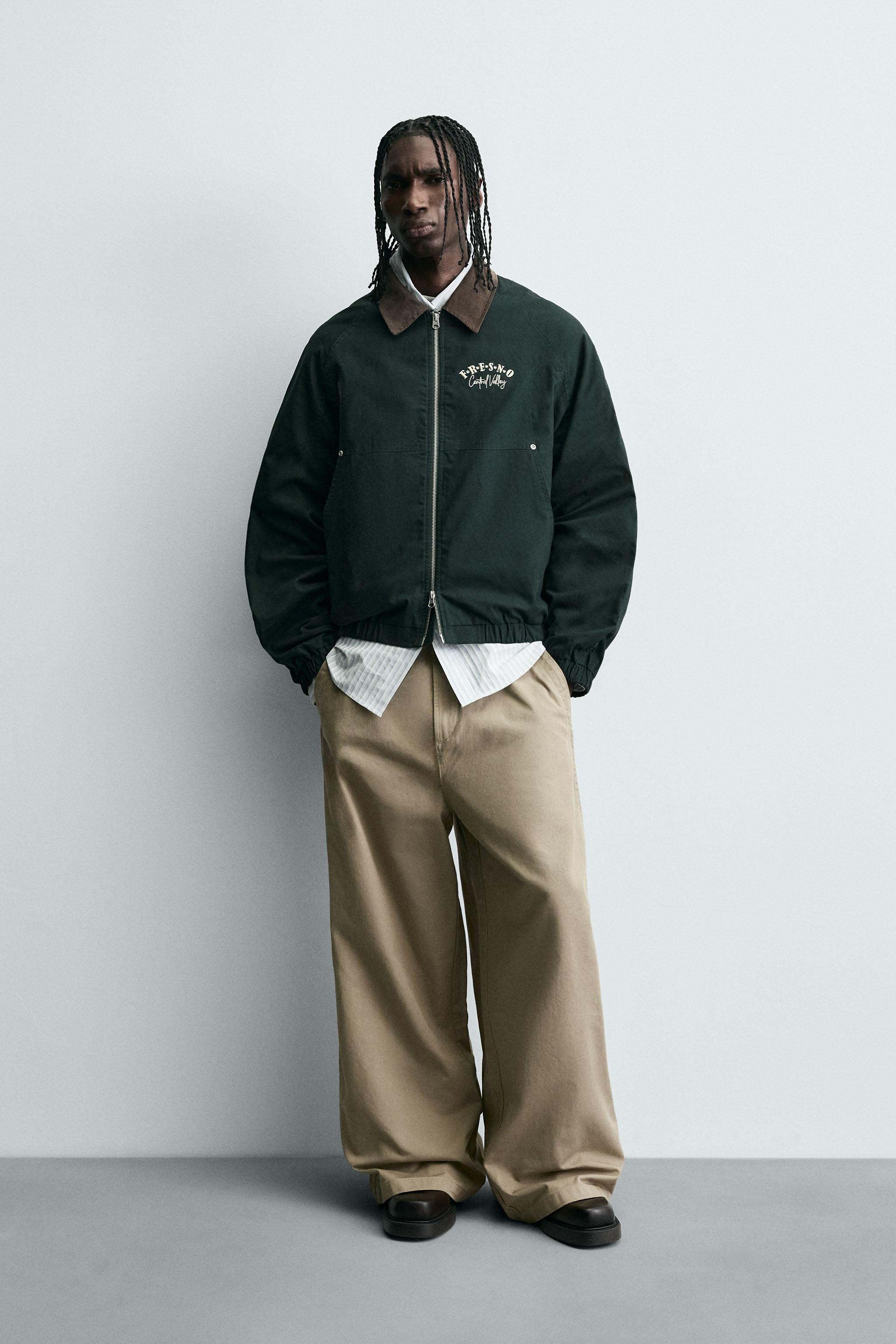 EMBROIDERED CONTRAST COLLAR JACKET