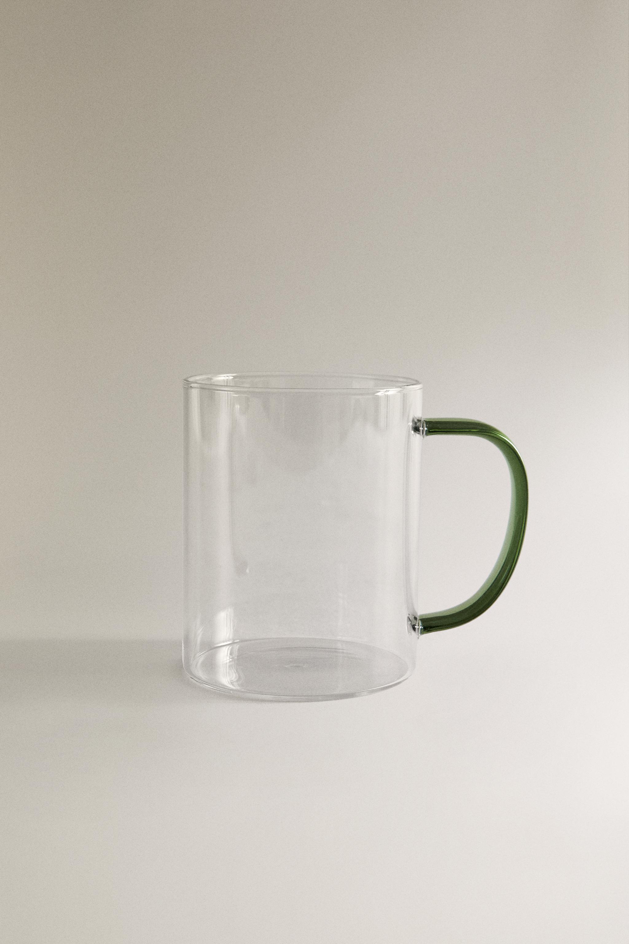 BOROSILICATE GLASS MUG WITH COLORED HANDLE