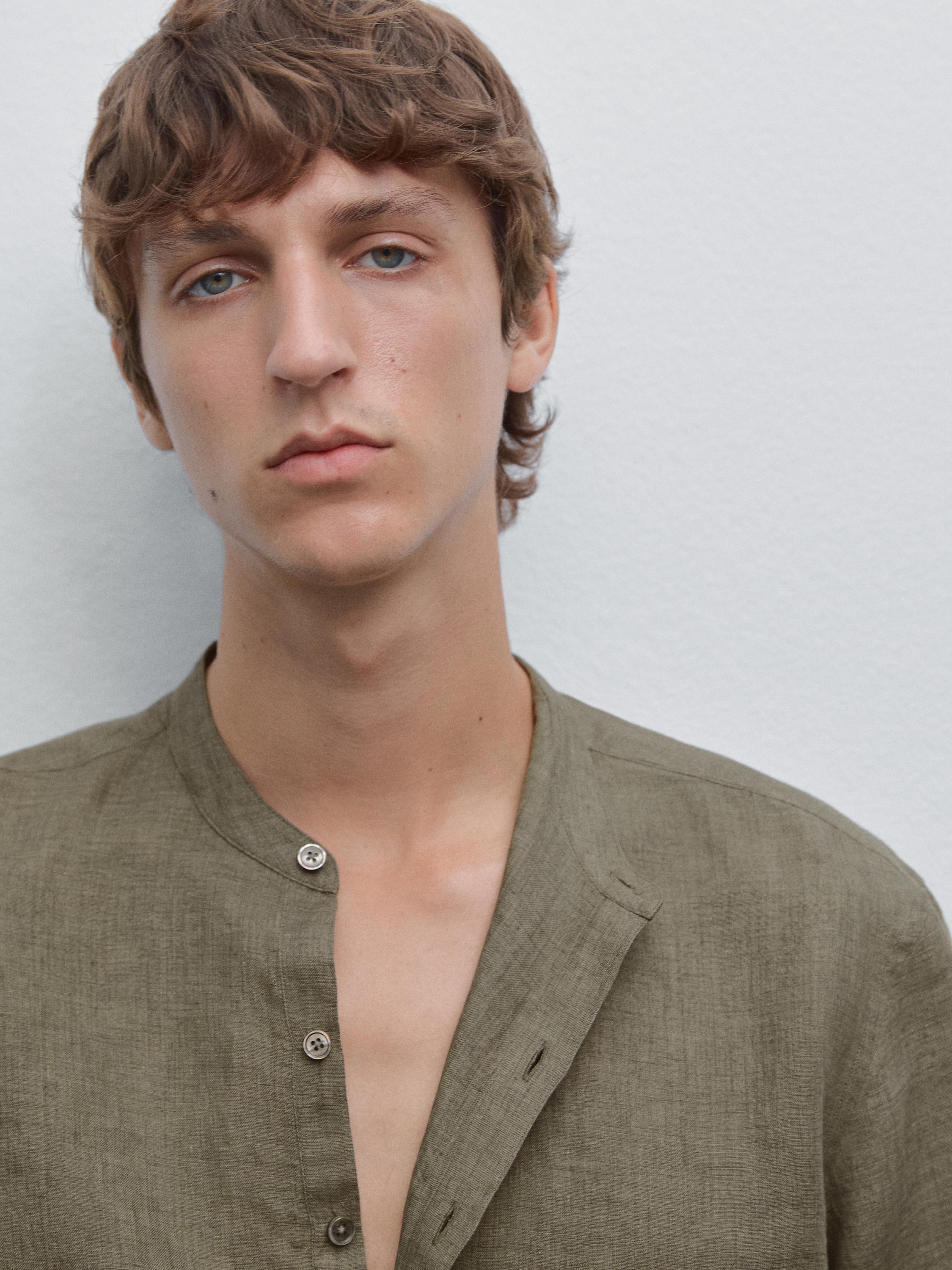 Regular fit faded linen shirt