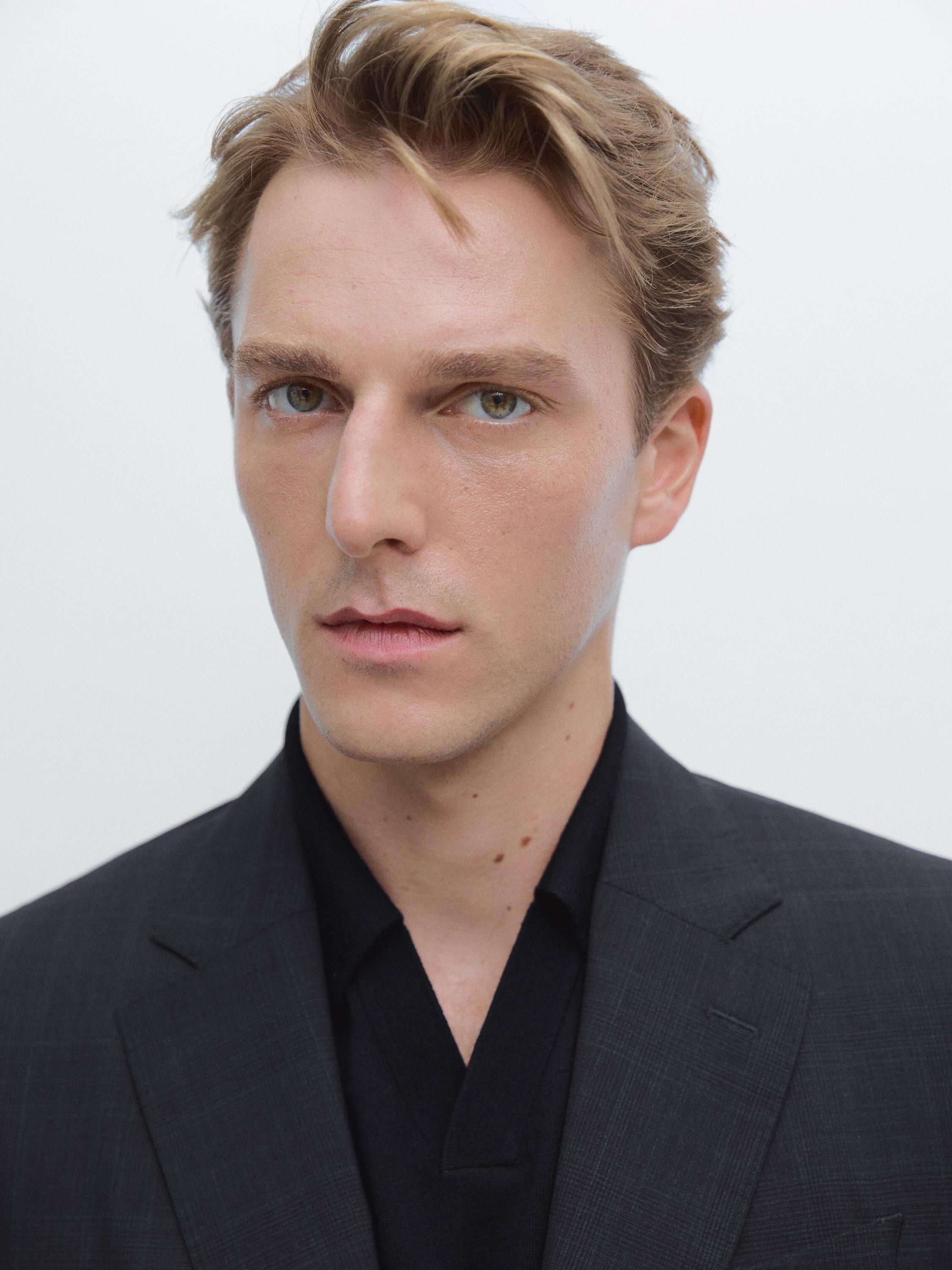 100% wool check suit blazer