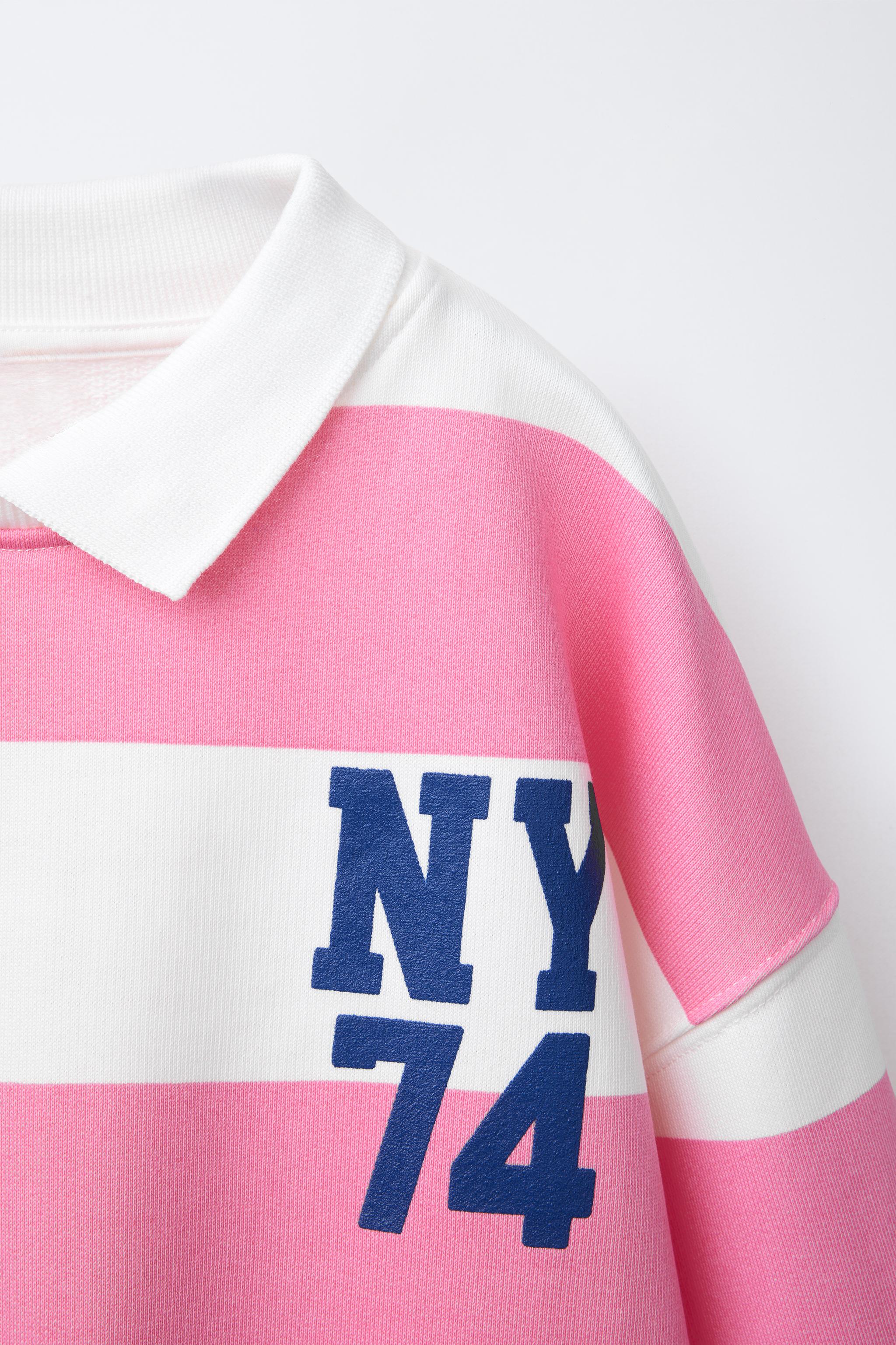 STRIPED POLO COLLAR SWEATSHIRT