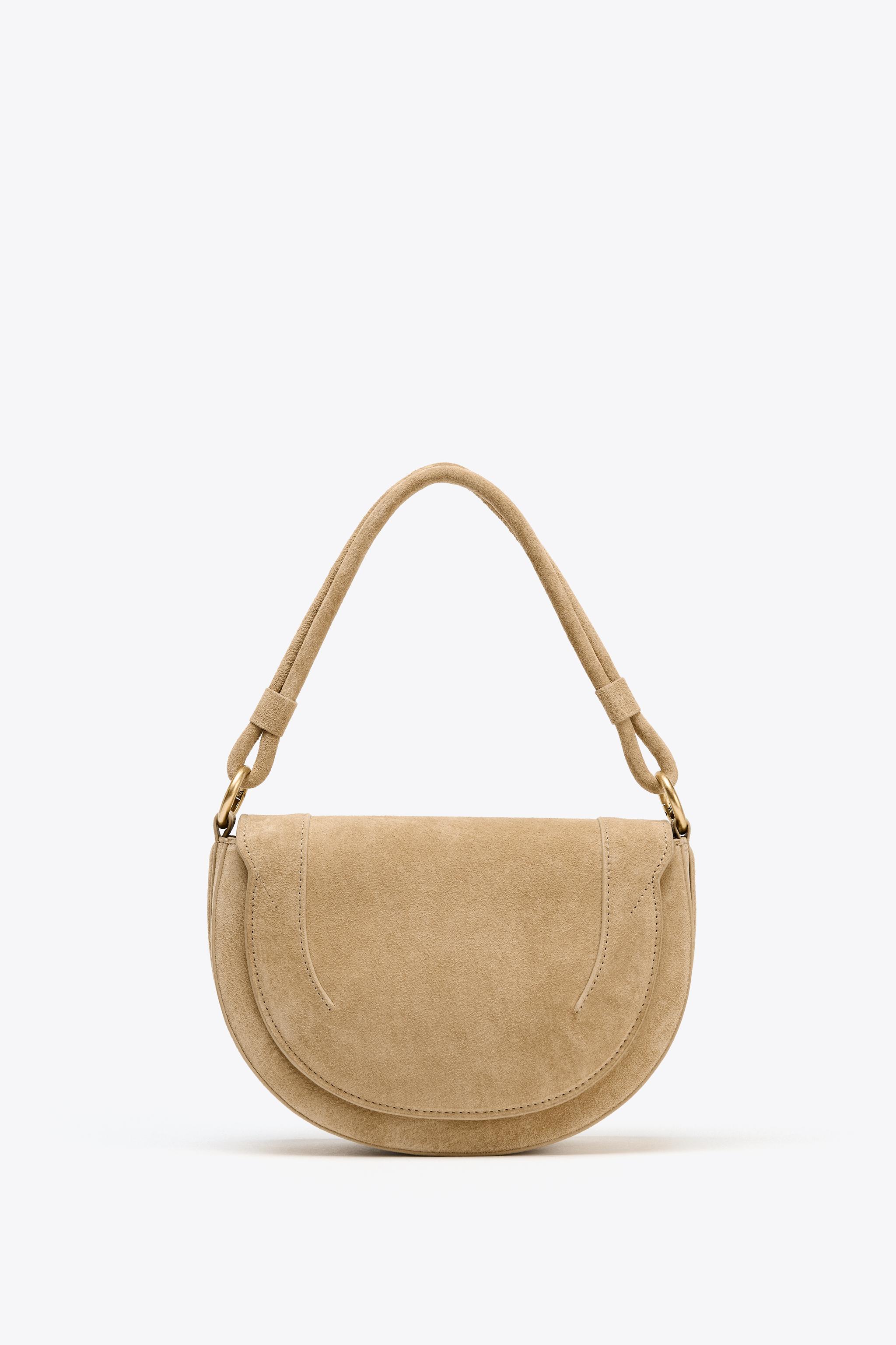 DOUBLE HANDLE LEATHER CROSSBODY BAG