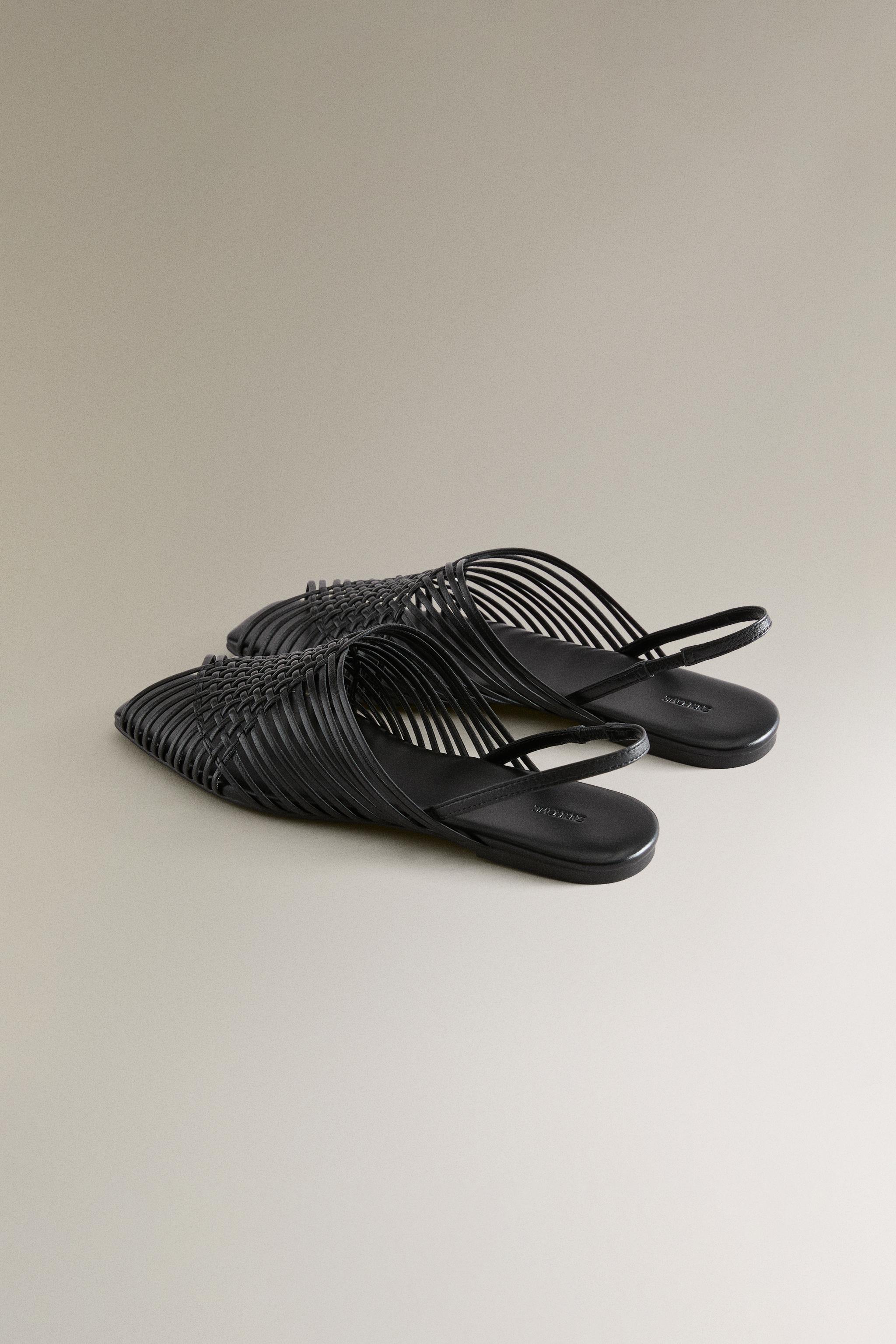 CRISS-CROSS STRAP LEATHER SANDALS