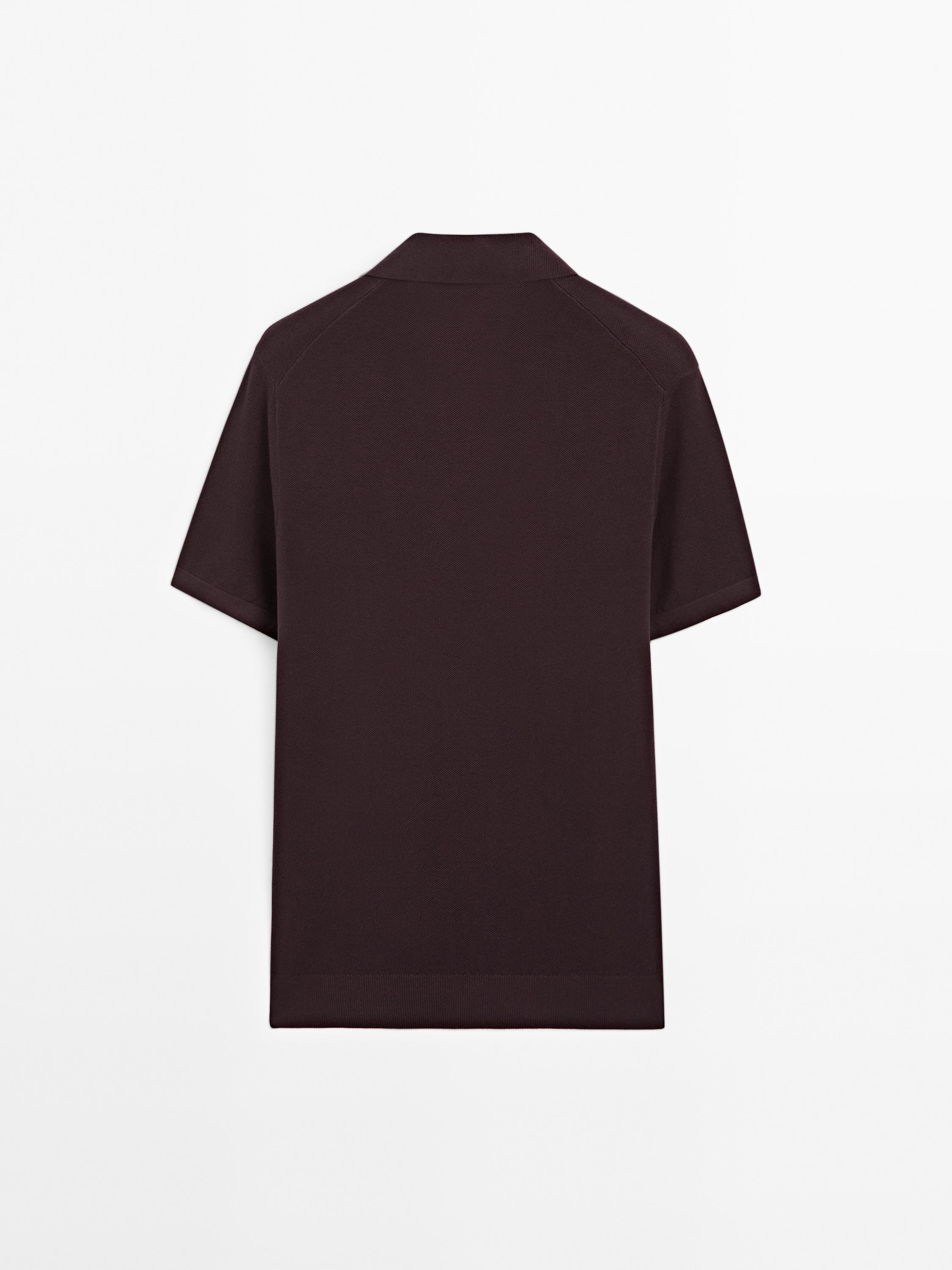 Knit V-neck polo shirt