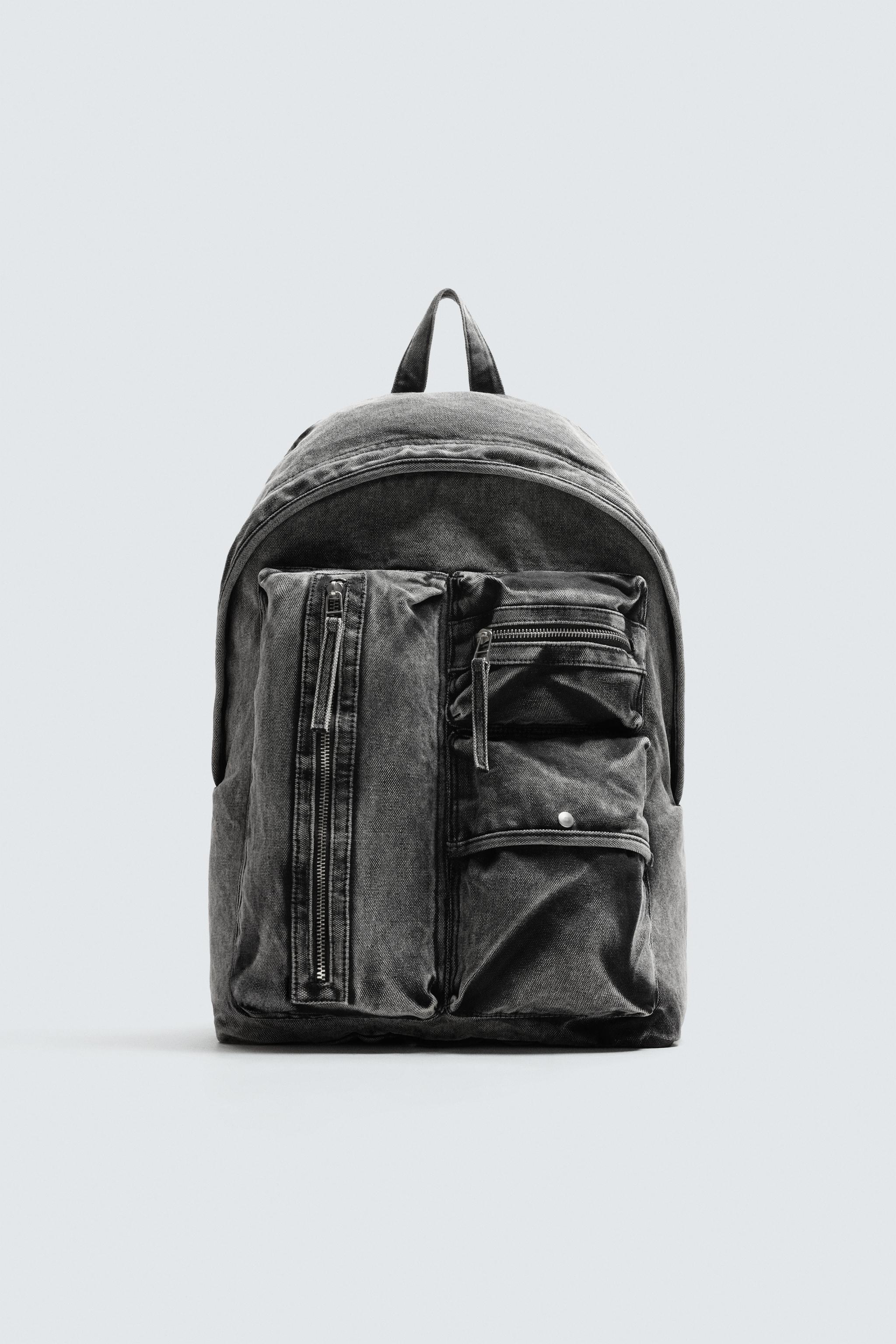 WASHED EFFECT DENIM BACKPACK