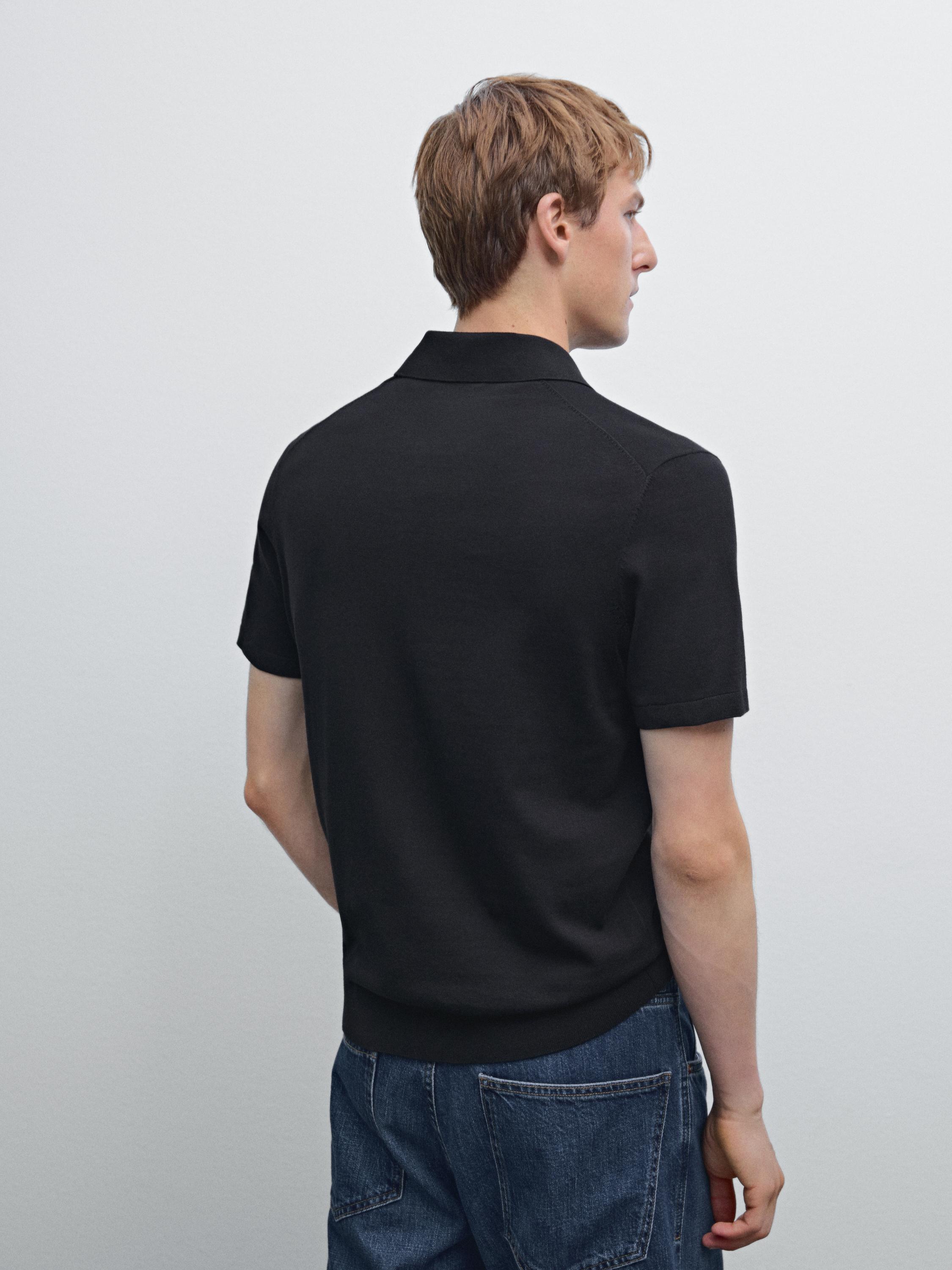 Short sleeve cotton knit polo shirt