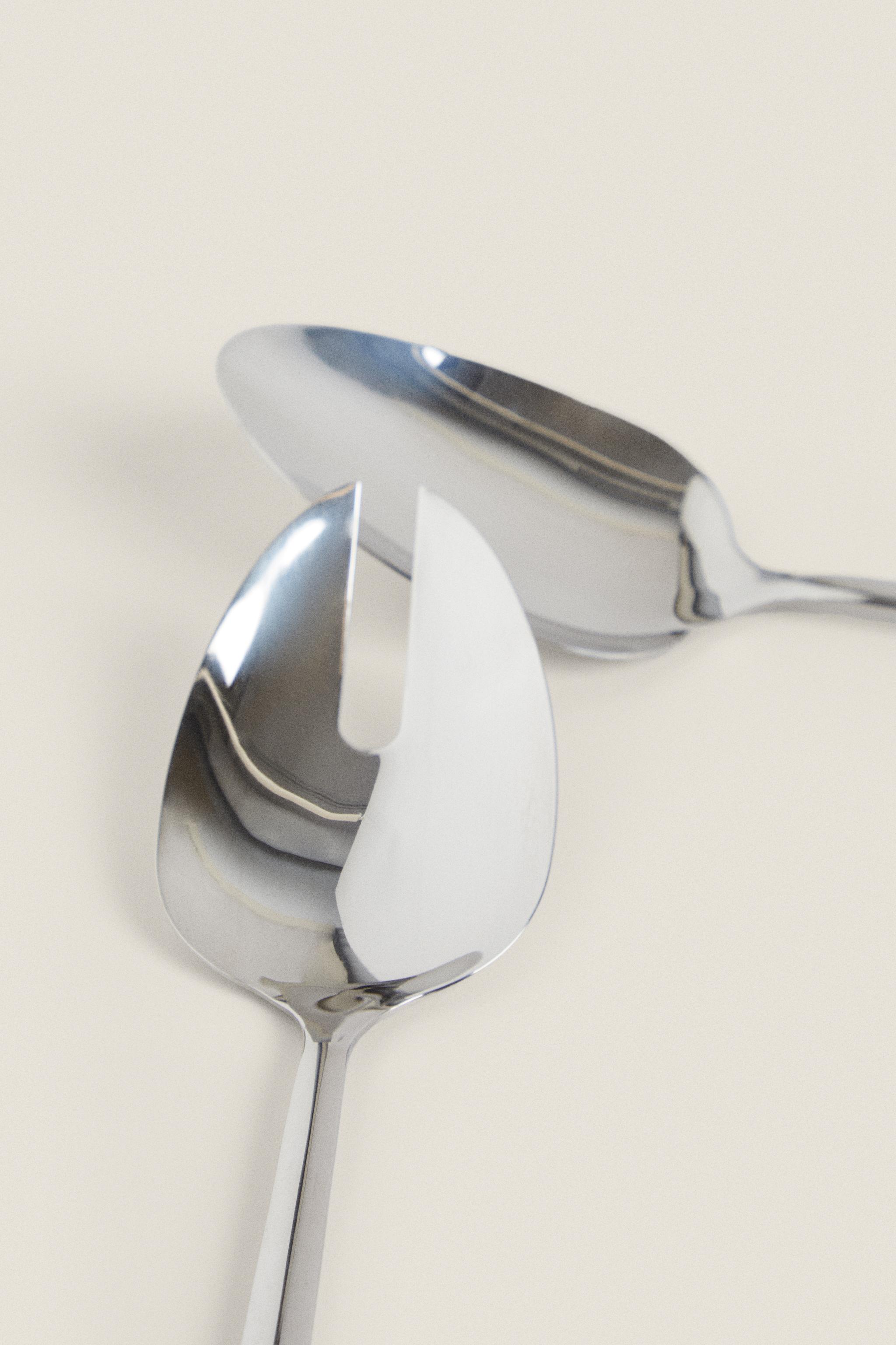 SET OF SHINY STEEL SALAD FLATWARE (SET OF 2)