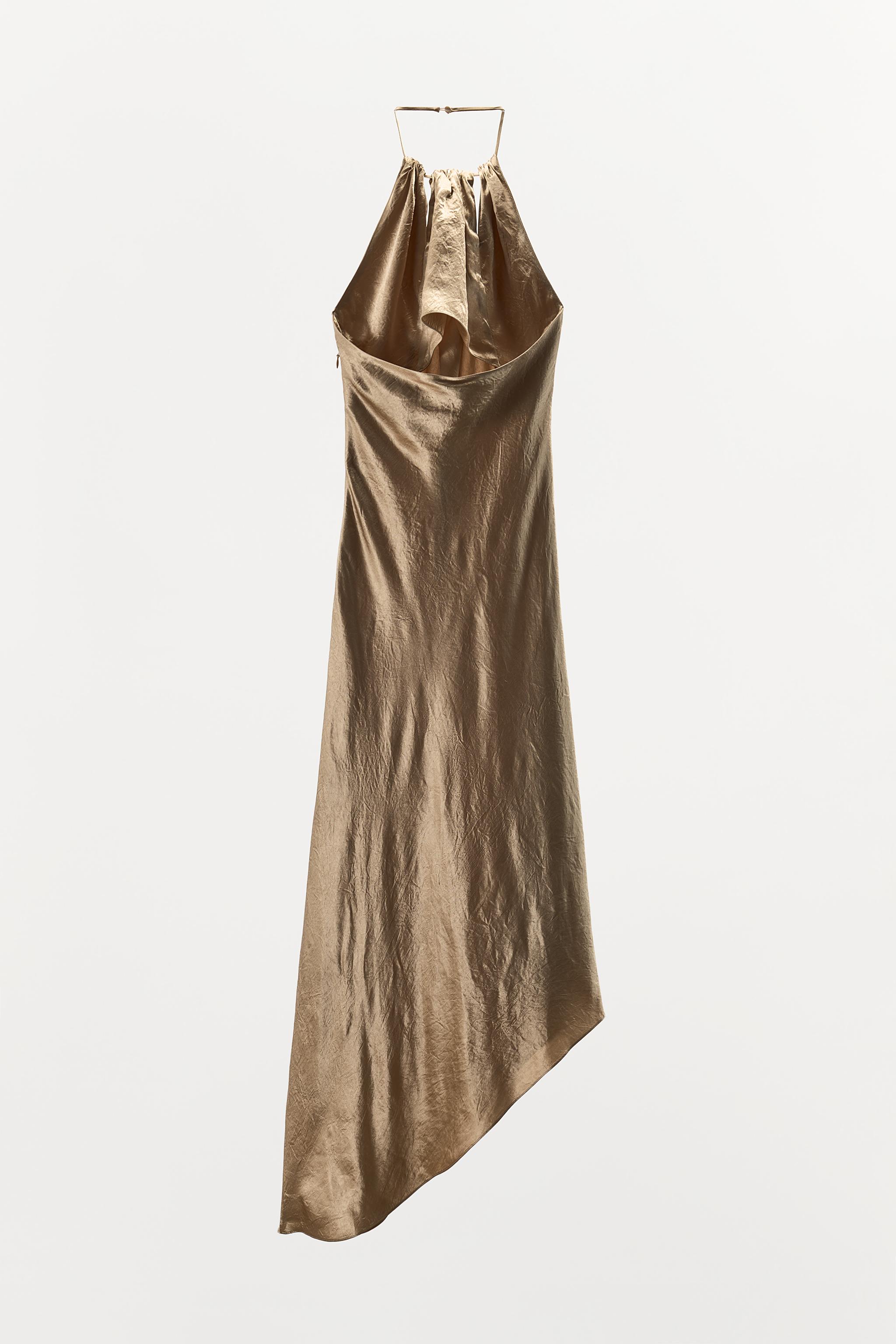 WRINKLED EFFECT HALTER DRESS