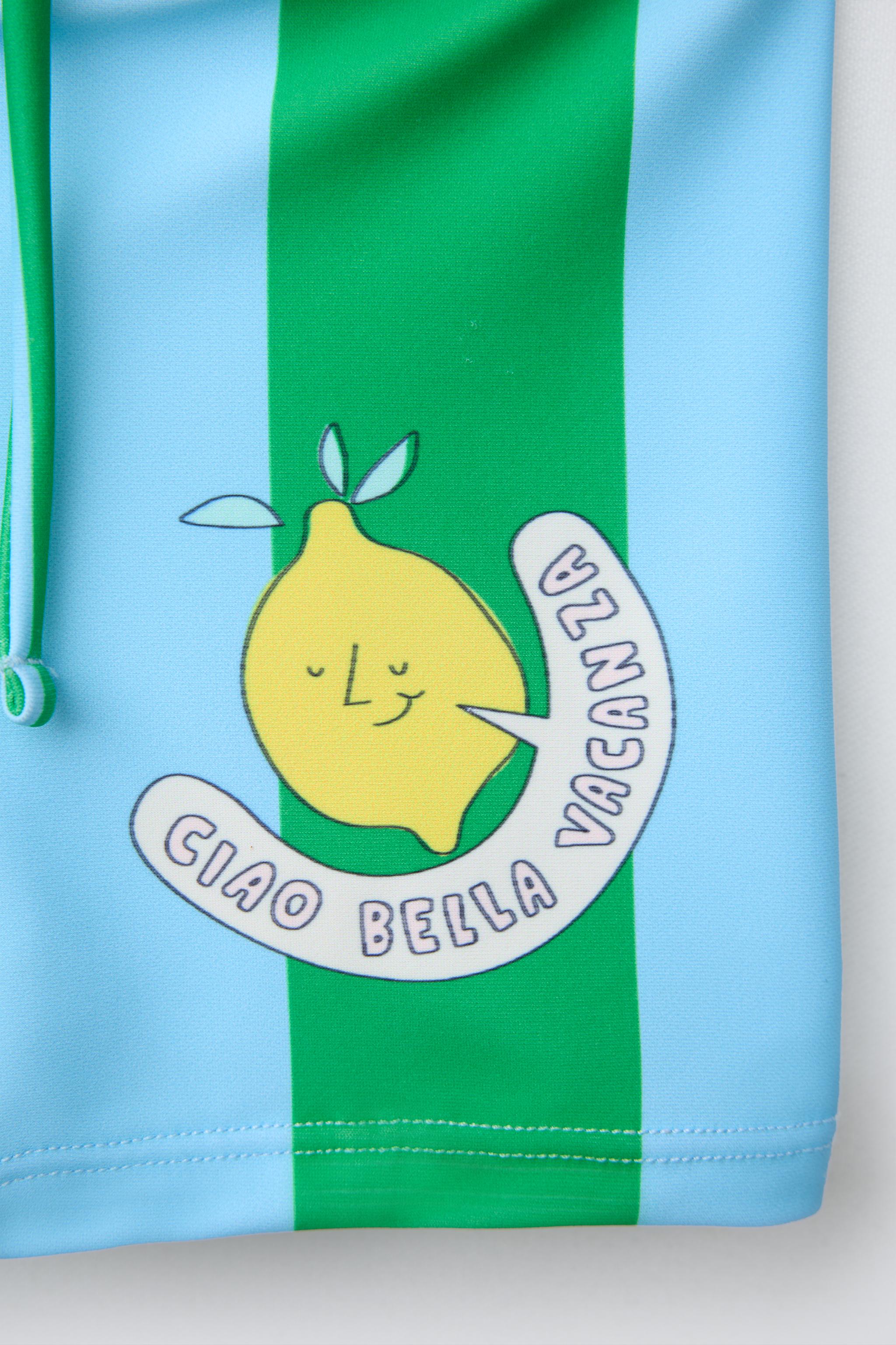 3-6 YEARS/STRIPED LEMON SWIM TRUNKS