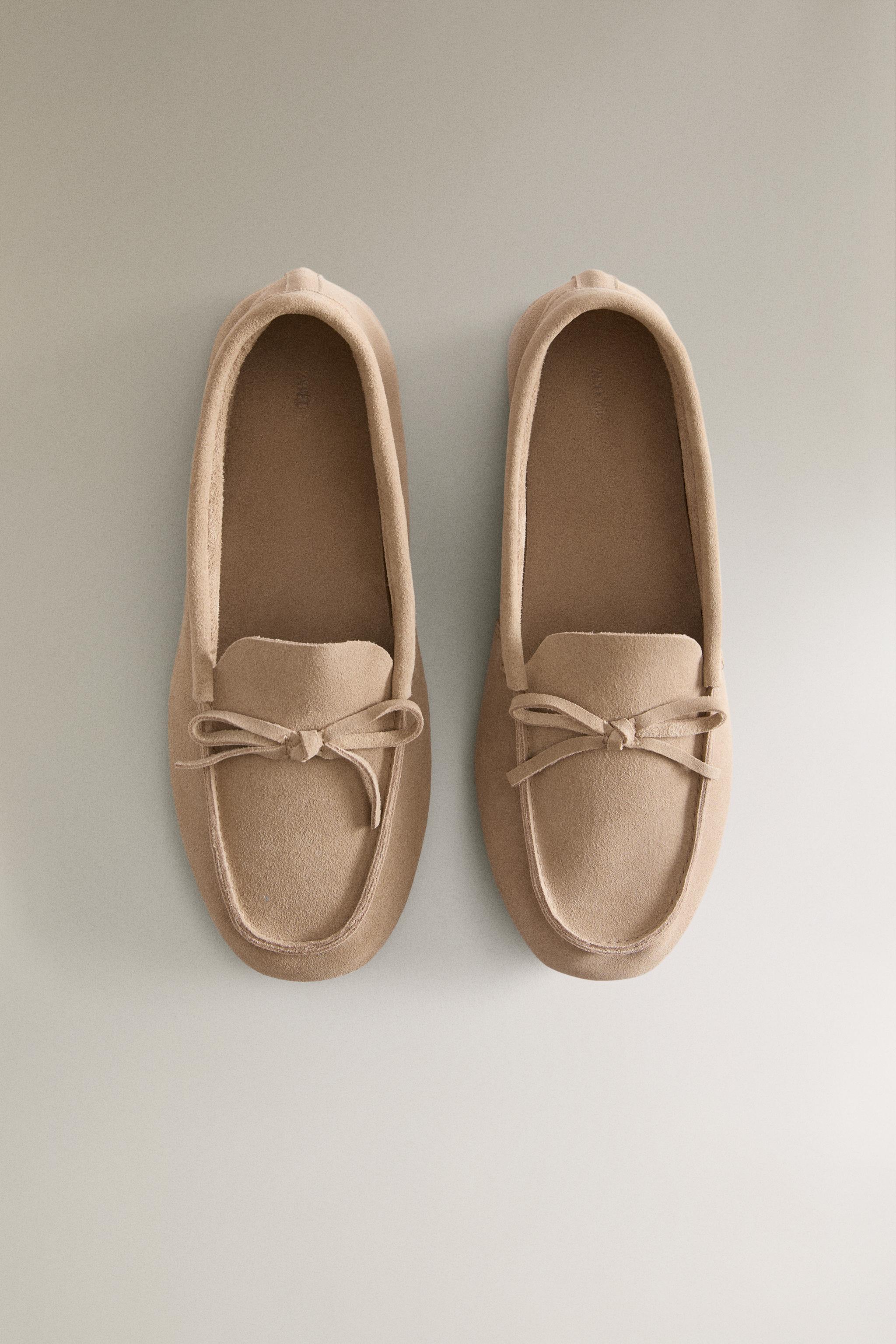 SPLIT LEATHER LOAFER WITH BOW