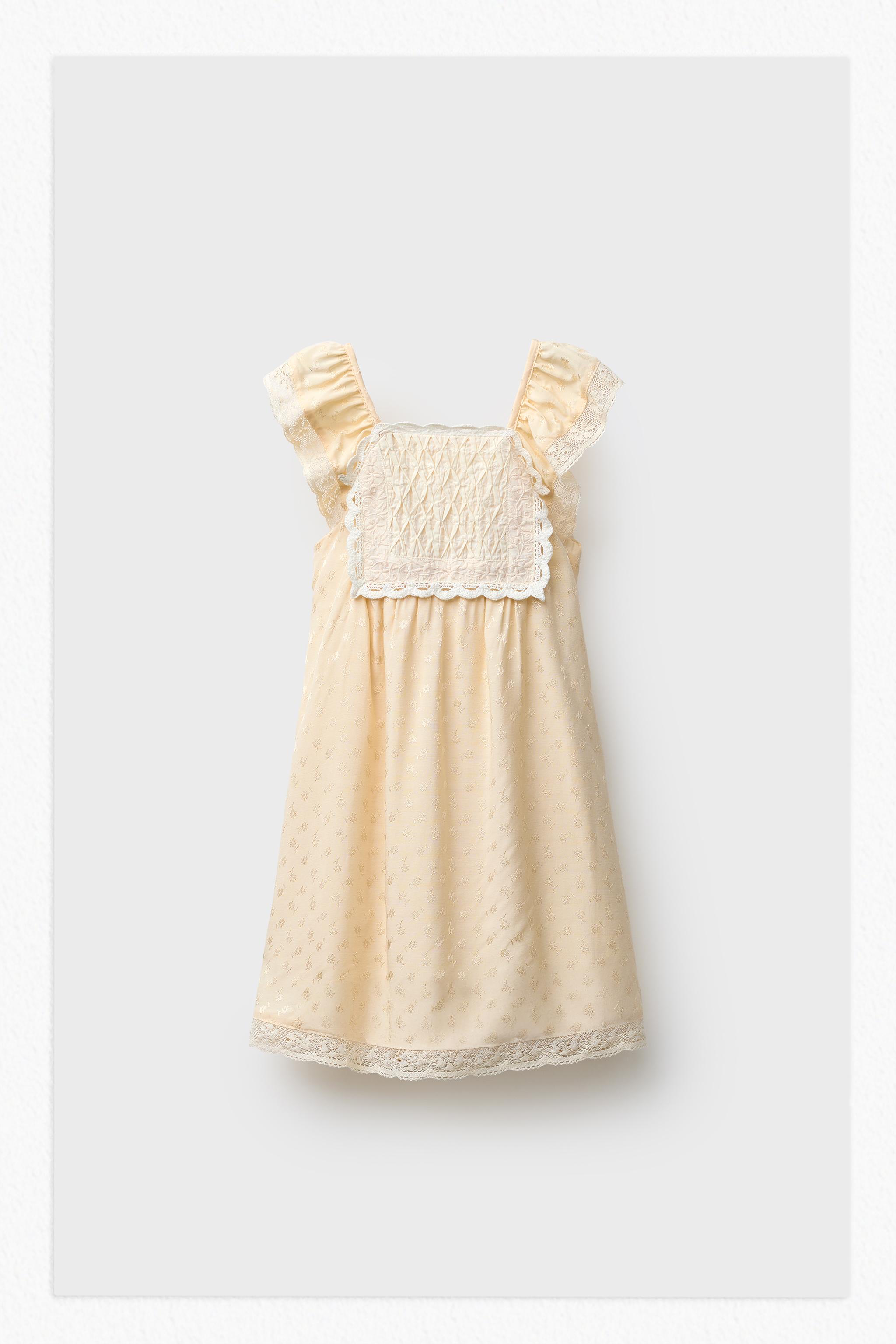 JACQUARD BODICE FLOWY DRESS