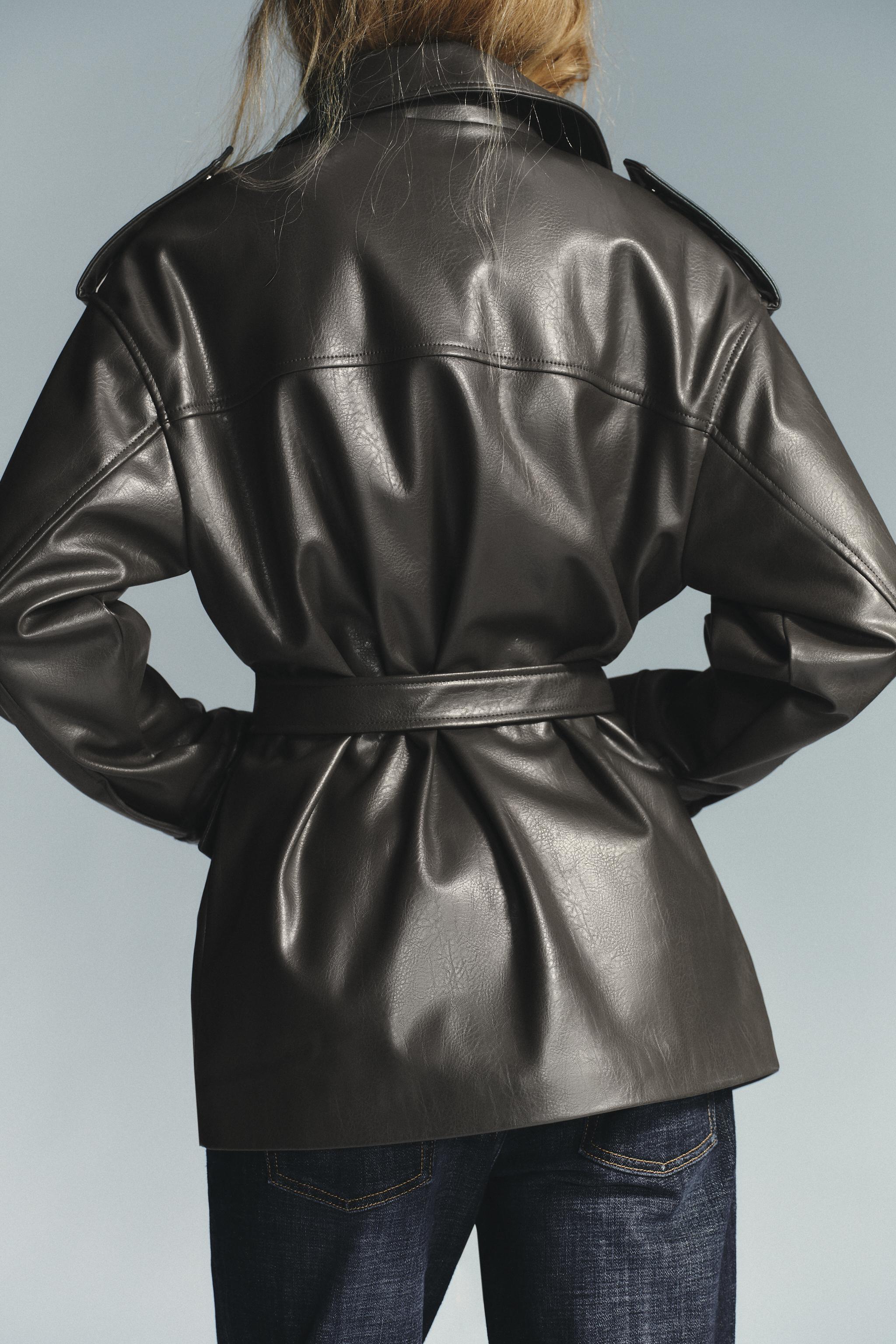 FAUX LEATHER POCKET JACKET