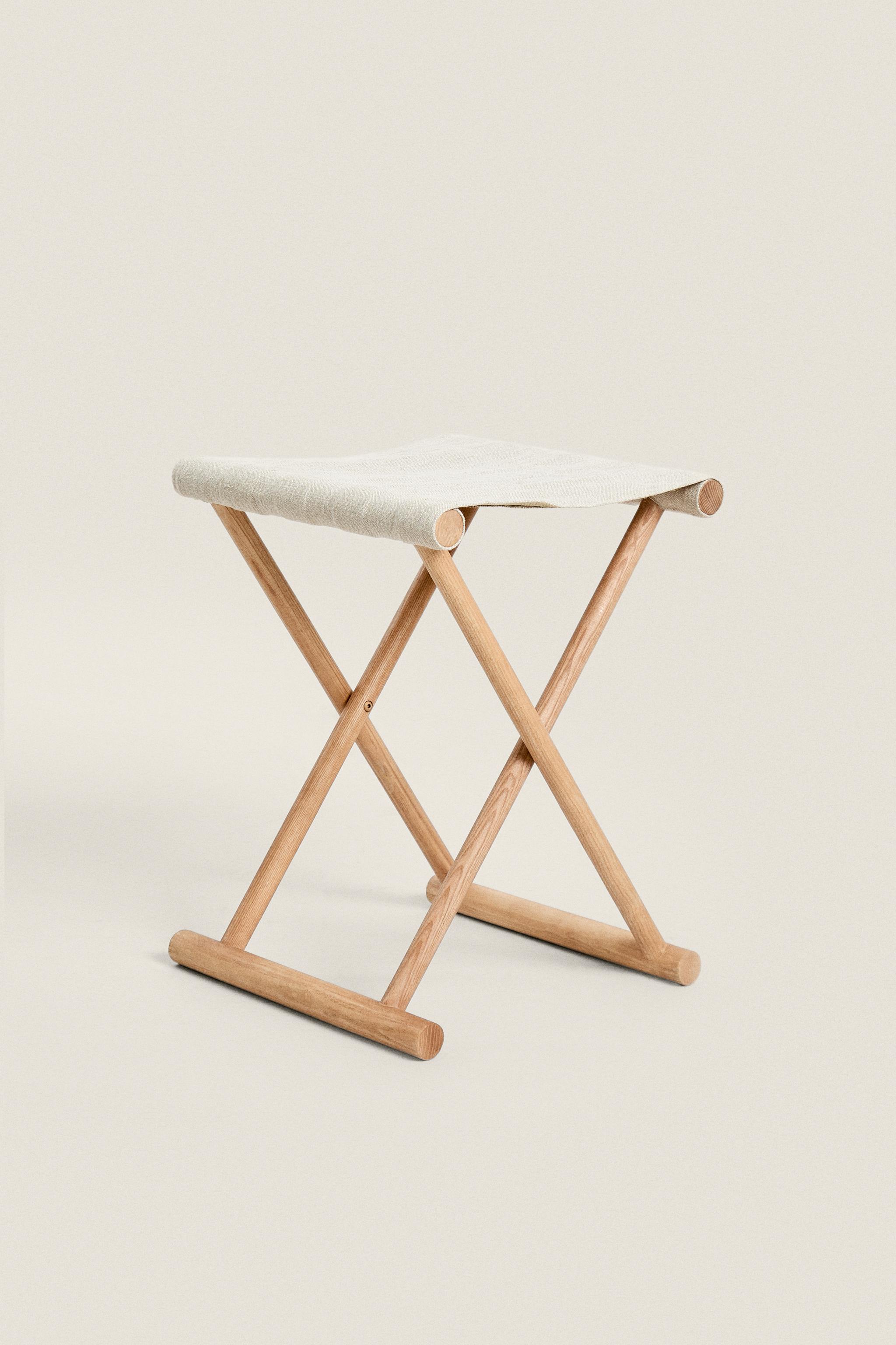 LINEN ASH FOLDING STOOL
