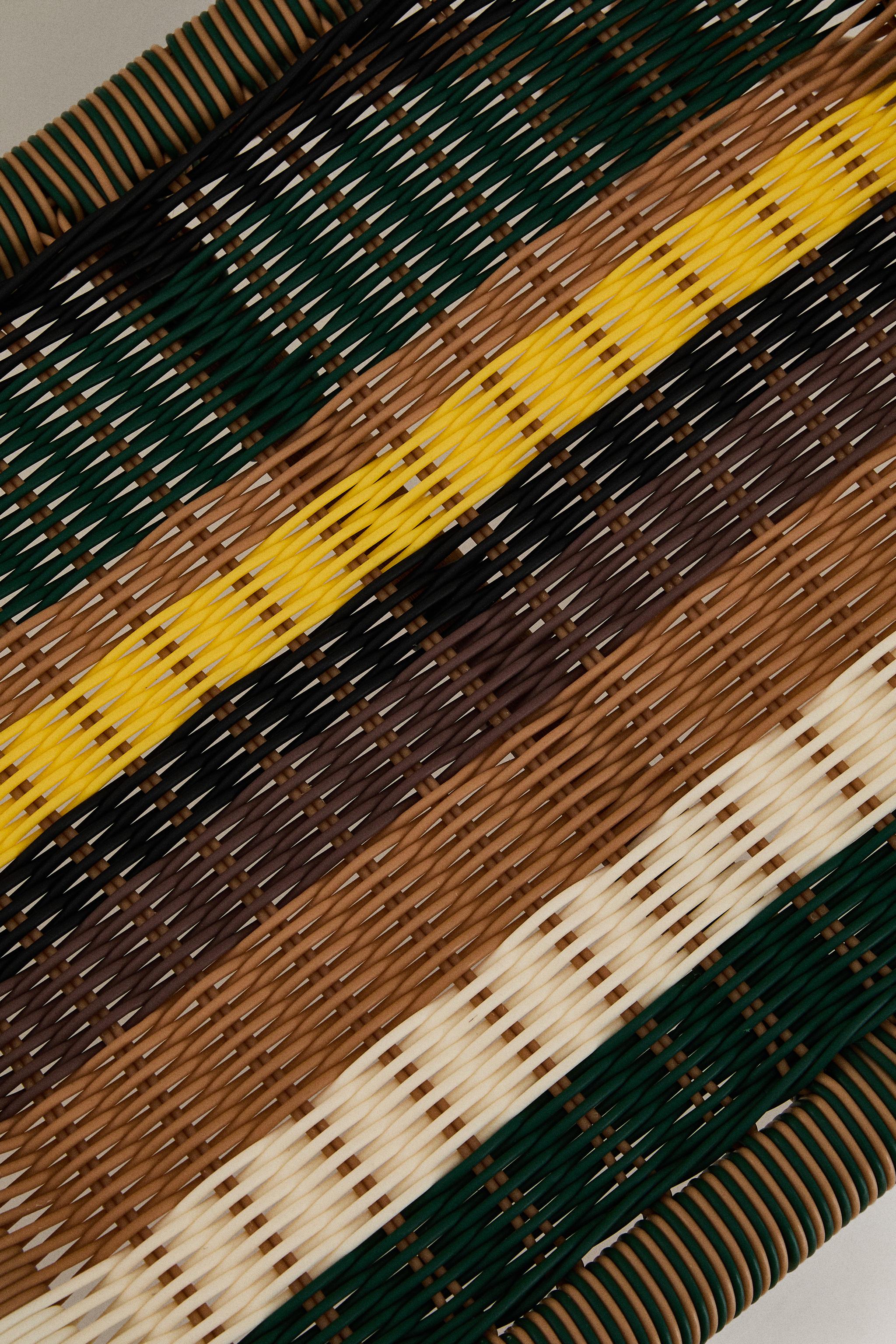 RATTAN STRIPED FOOTREST X COLLAGERIE