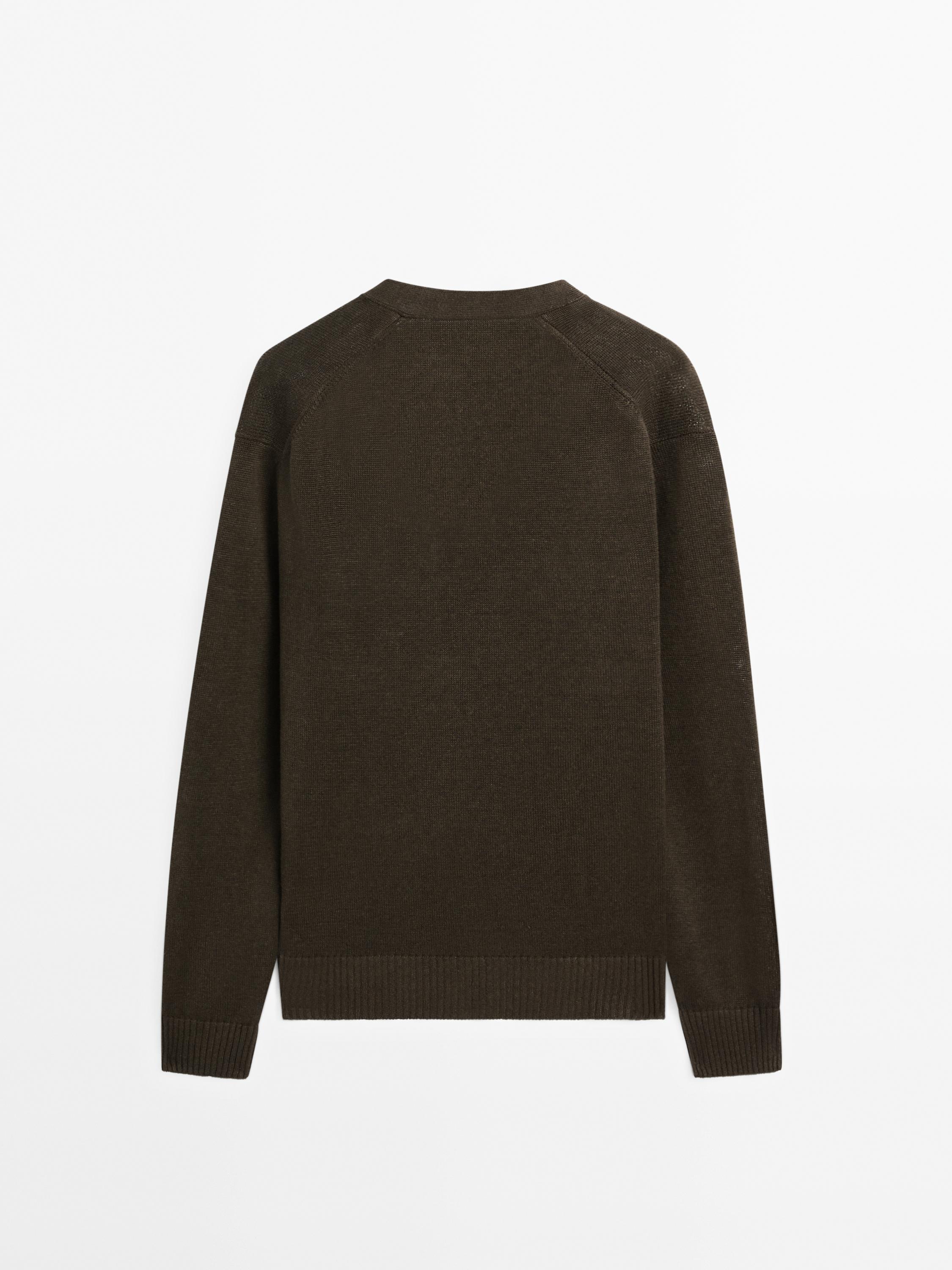 Linen blend knit cardigan