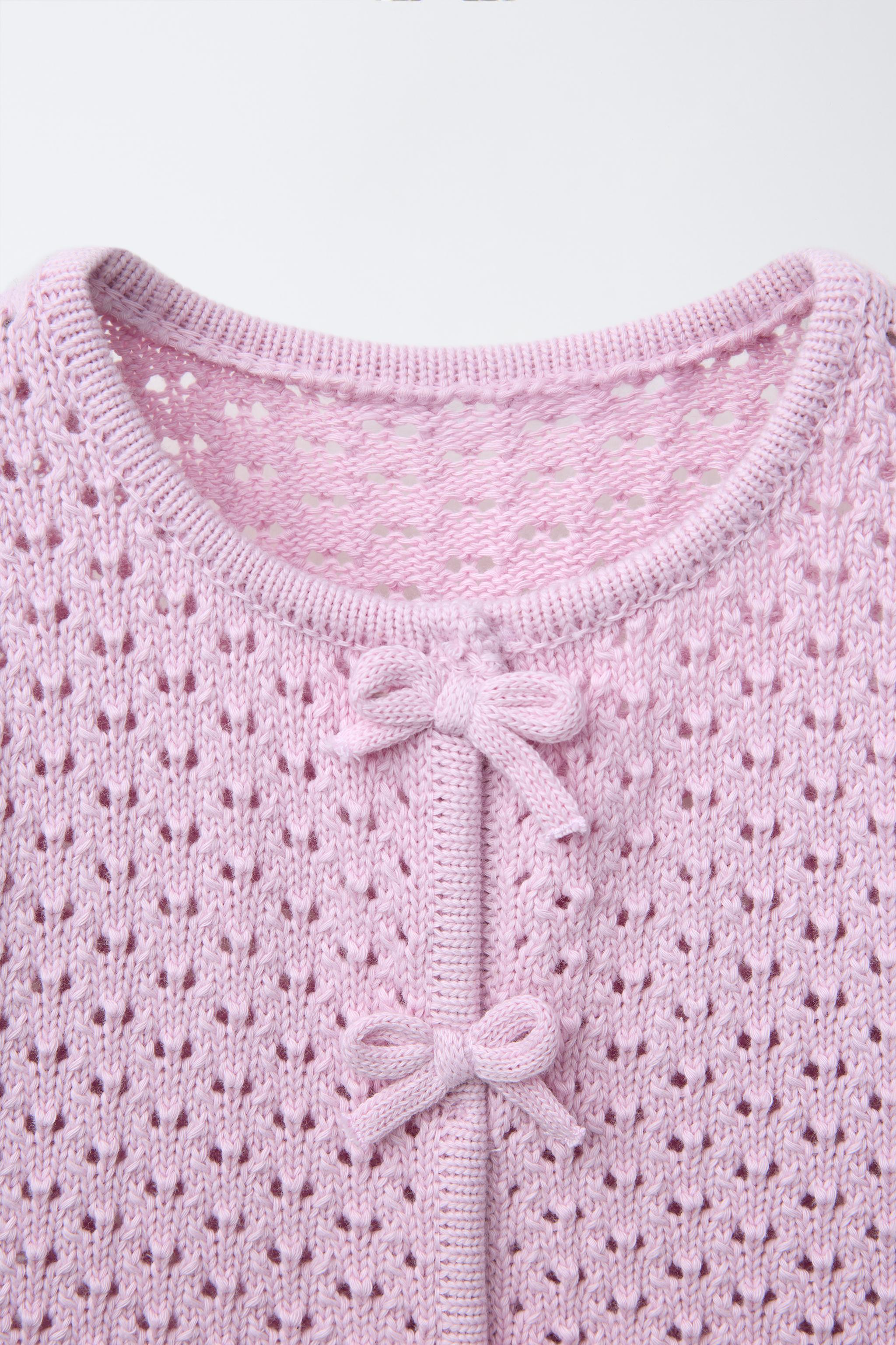 LACE TRIM BOW CARDIGAN