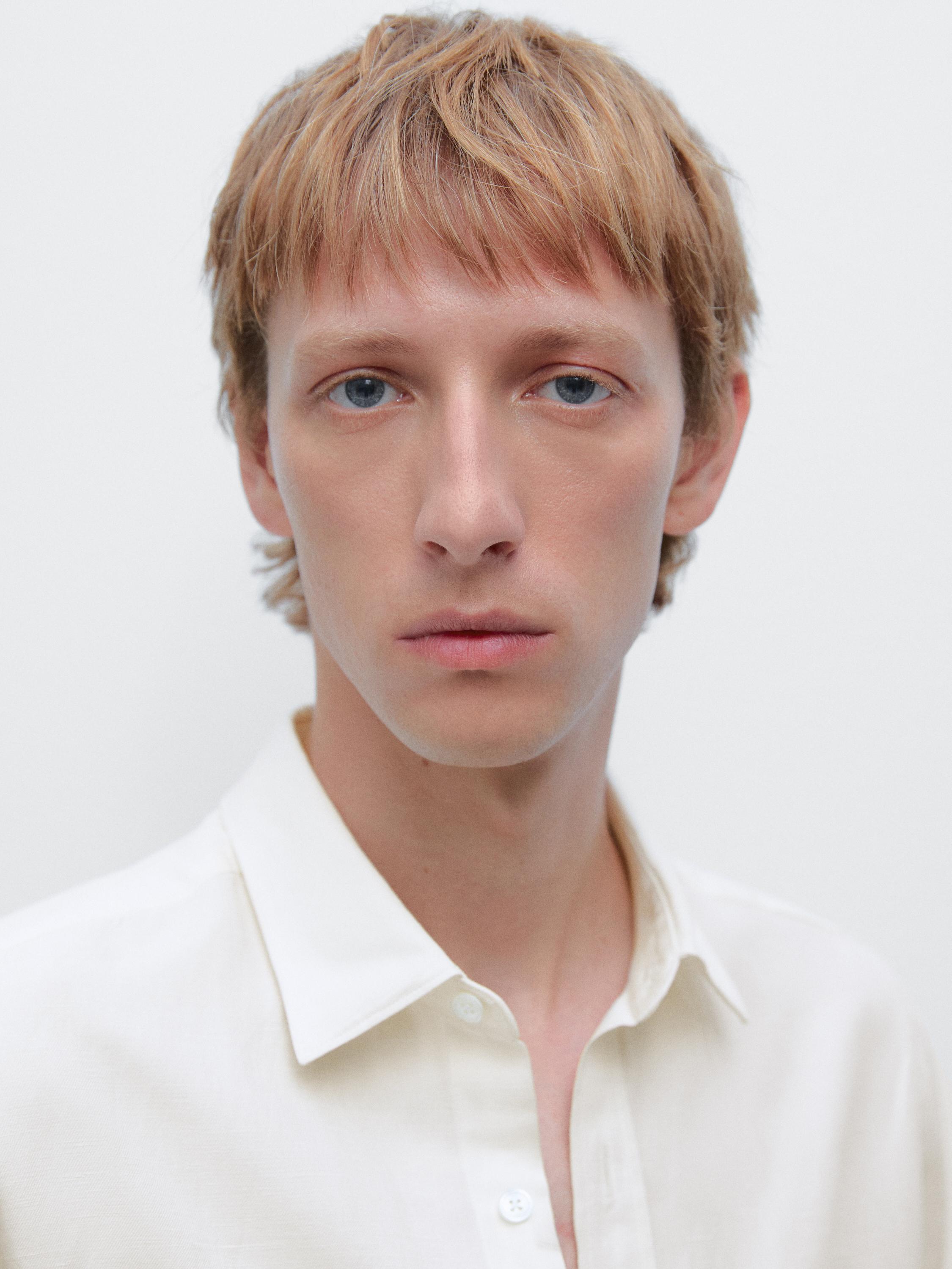 Regular fit linen blend shirt