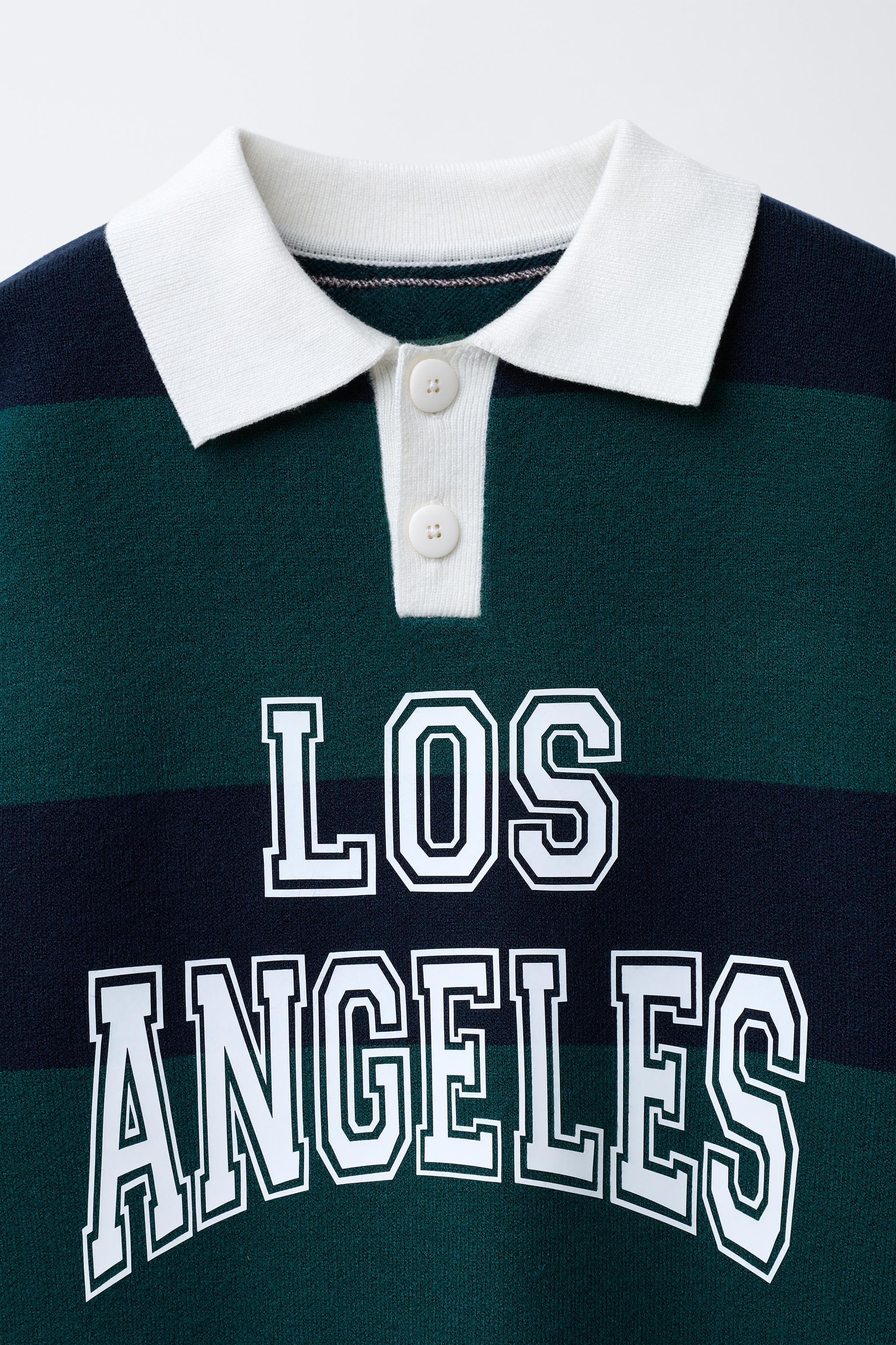 STRIPED VARSITY KNIT POLO SWEATER