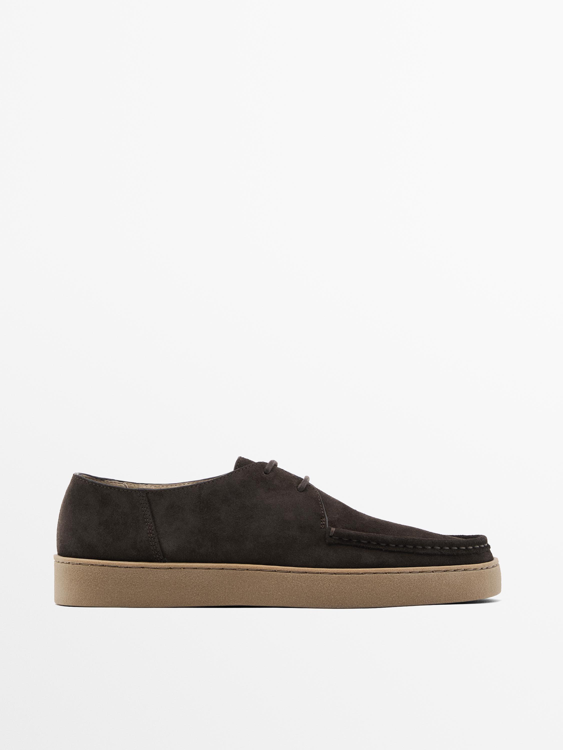 Moc toe split suede shoes