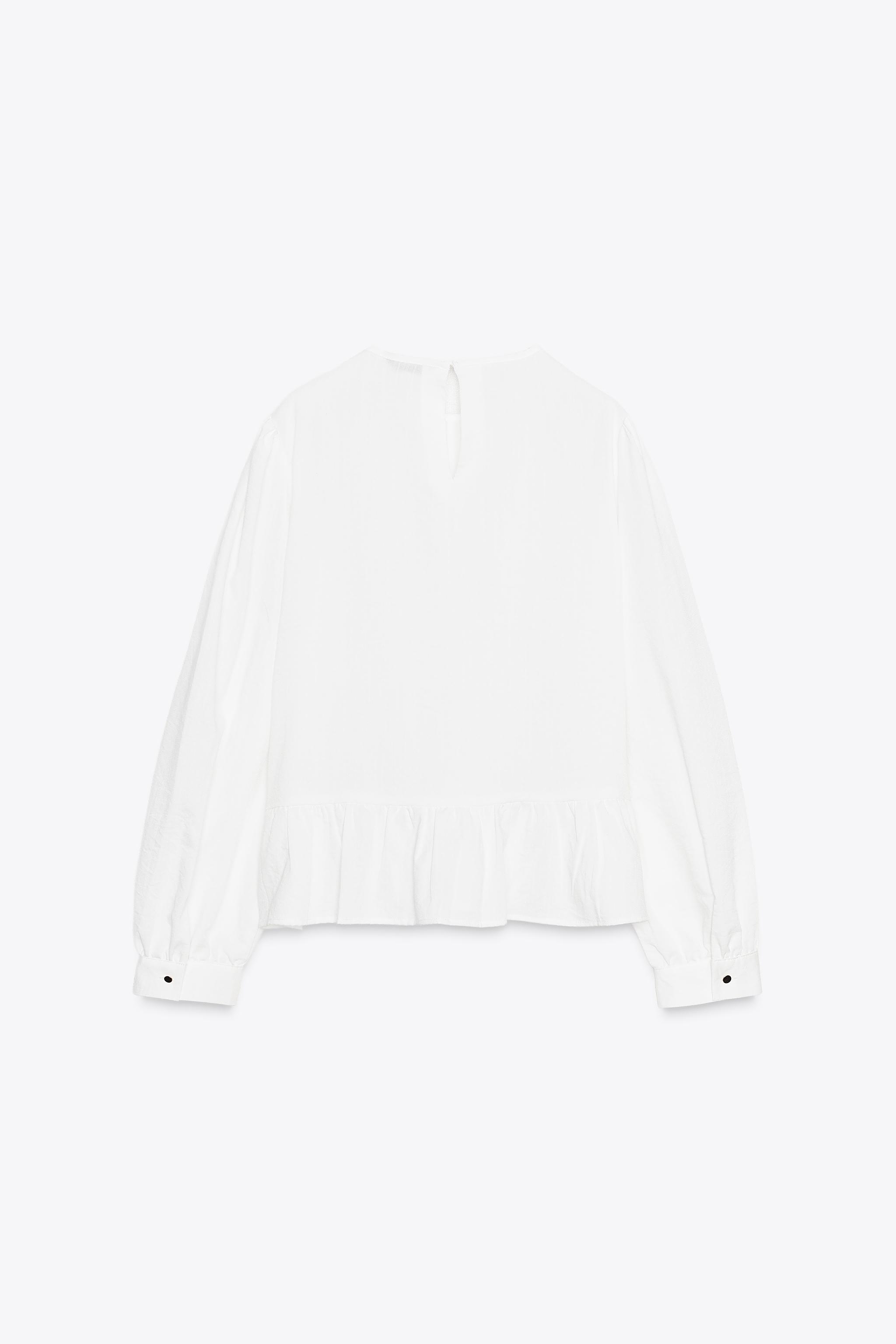 LACE TRIM PEPLUM BLOUSE