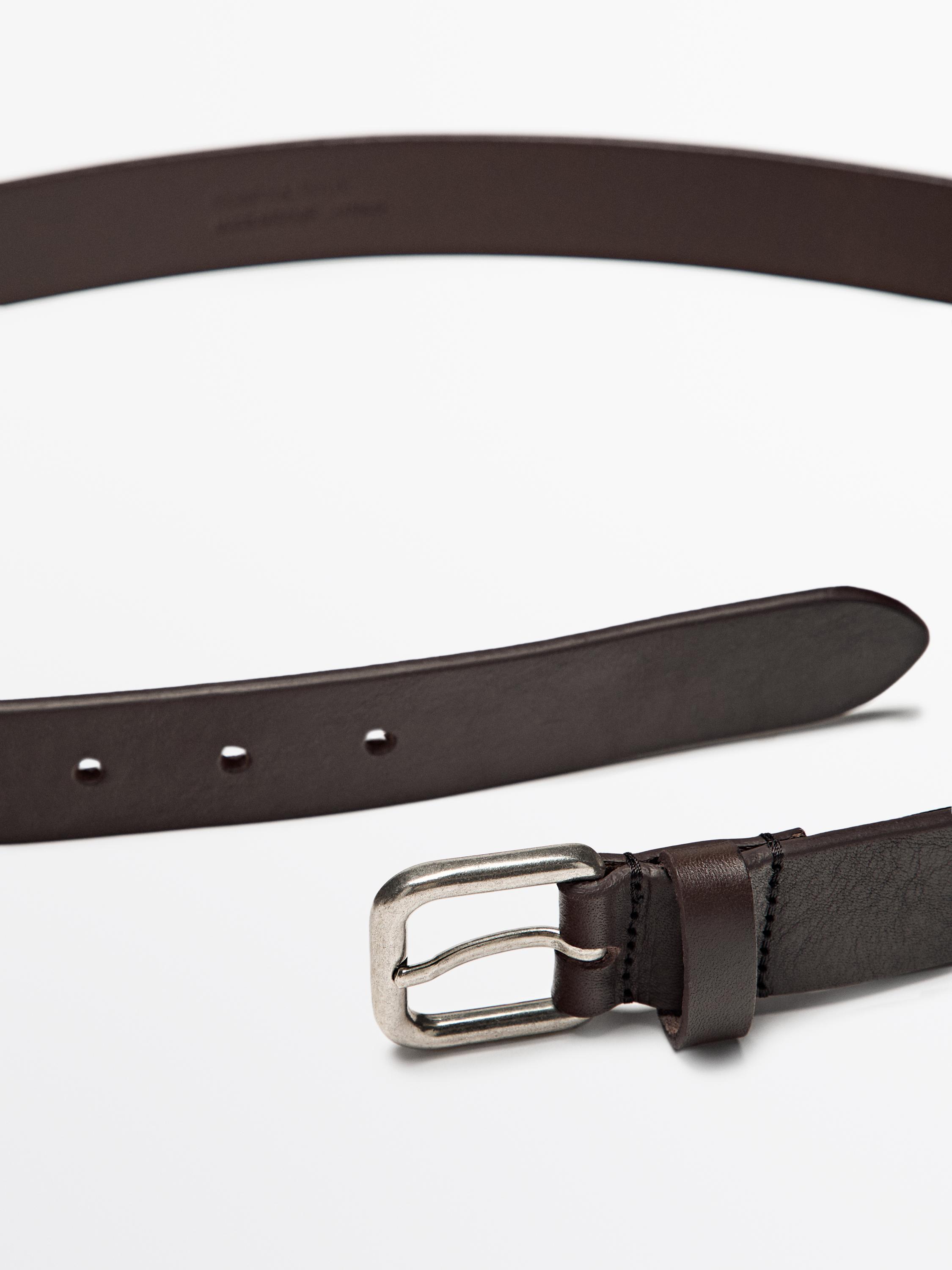 Nappa leather belt with square buckle
