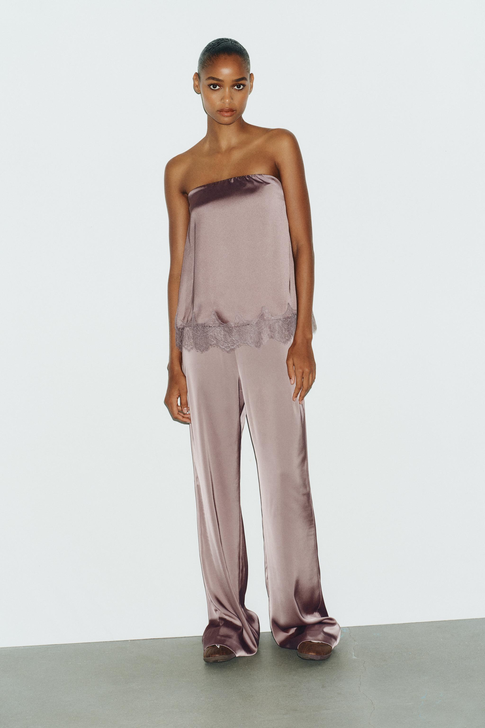 SATIN EFFECT LACE TOP