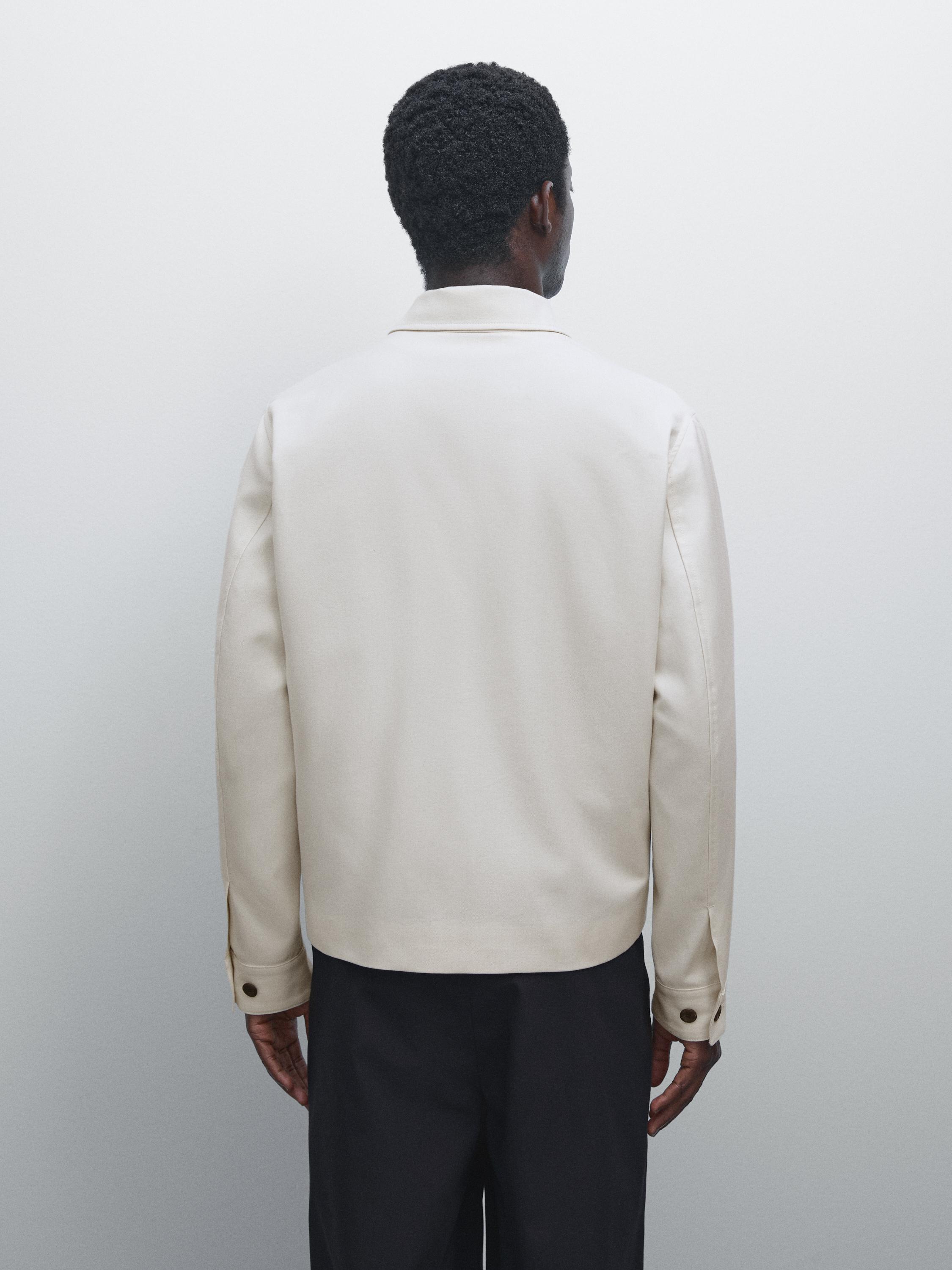 Wool and cotton blend jacket with pockets