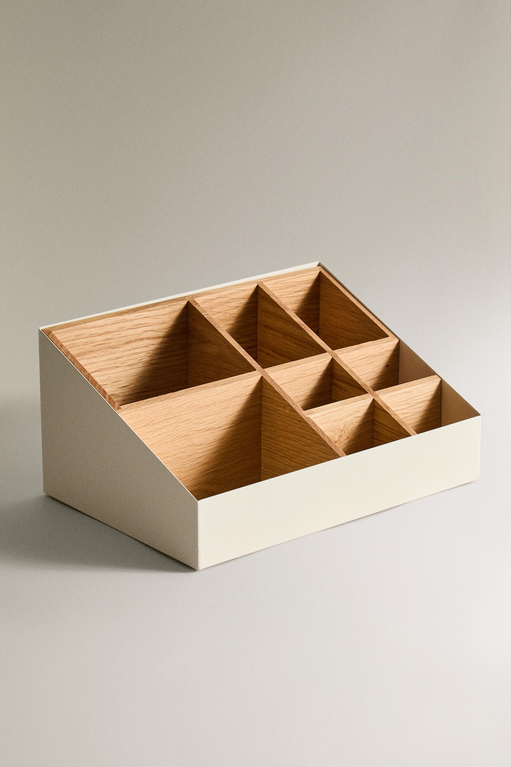 WOOD AND METAL ORGANIZER BOX