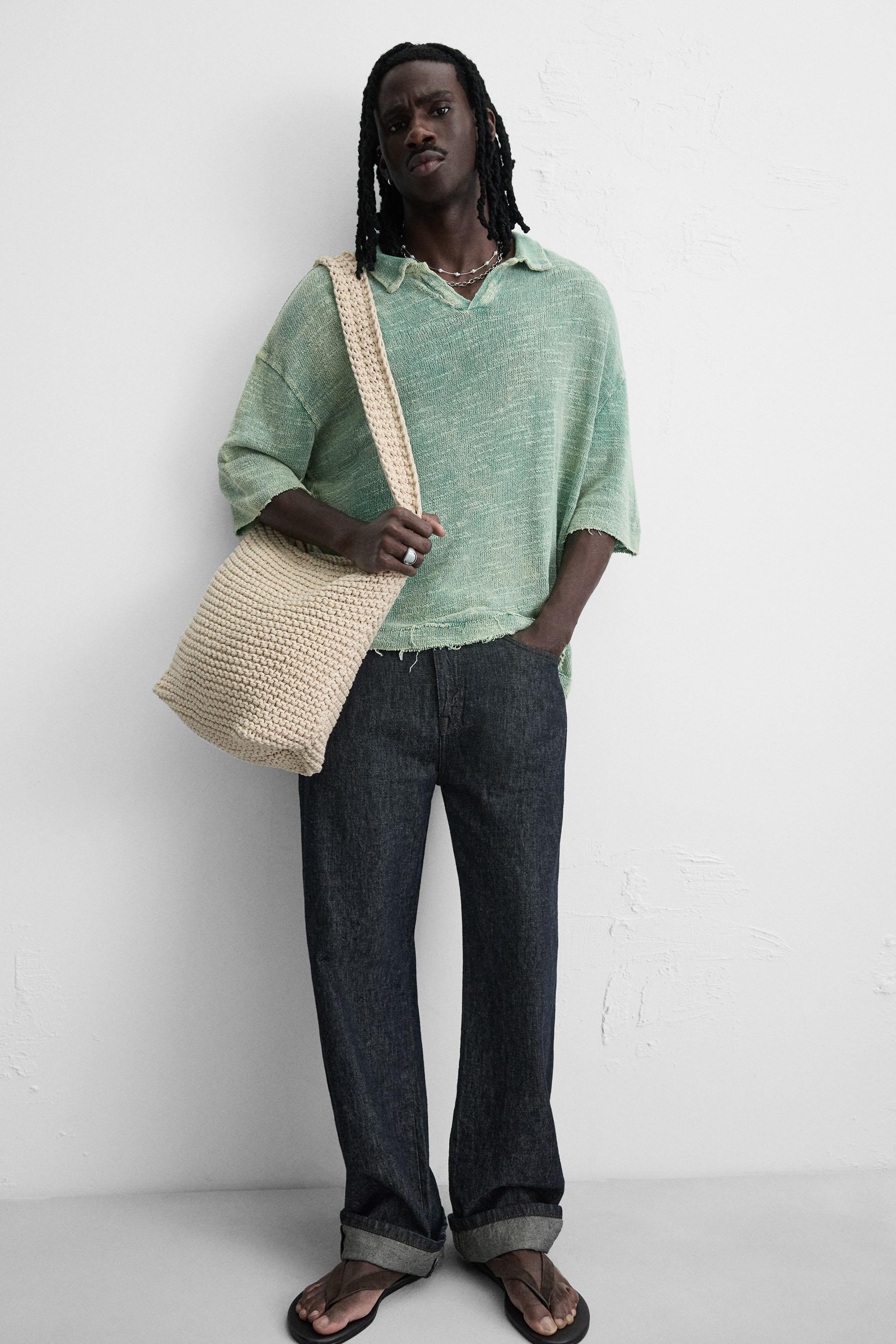 WASHED KNIT POLO SHIRT