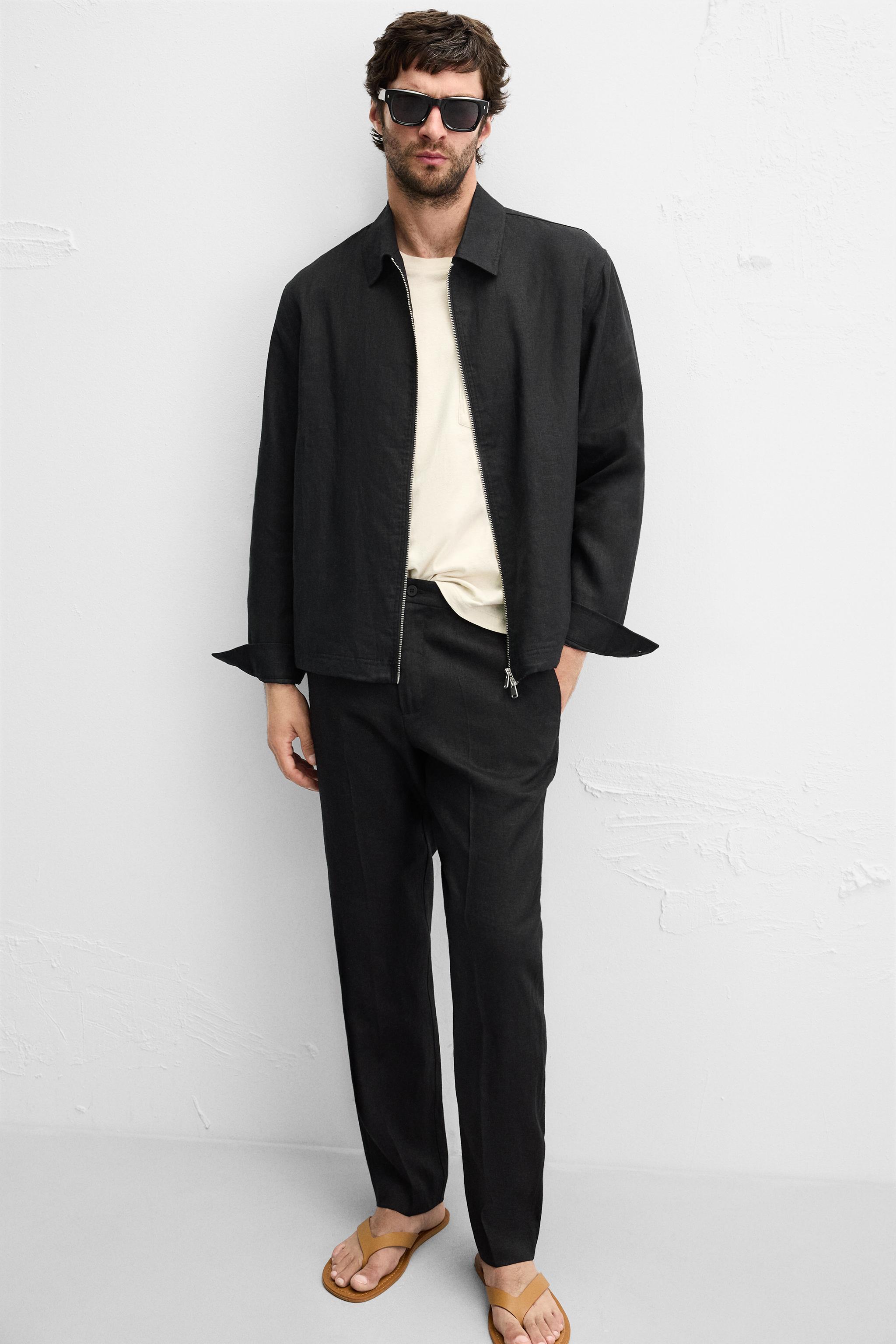 100% LINEN REGULAR FIT PANTS