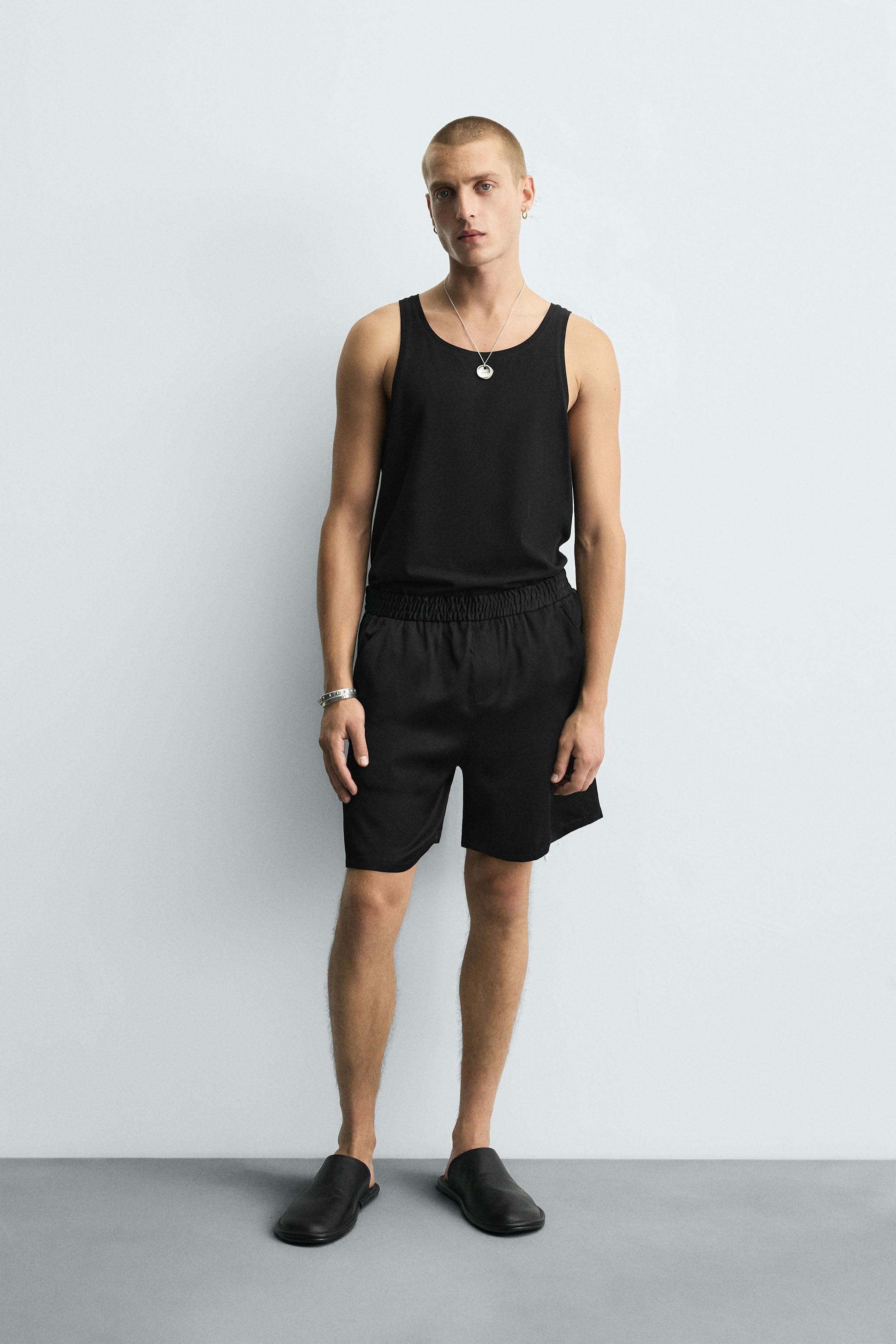 RELAXED FIT SATIN BERMUDA SHORTS