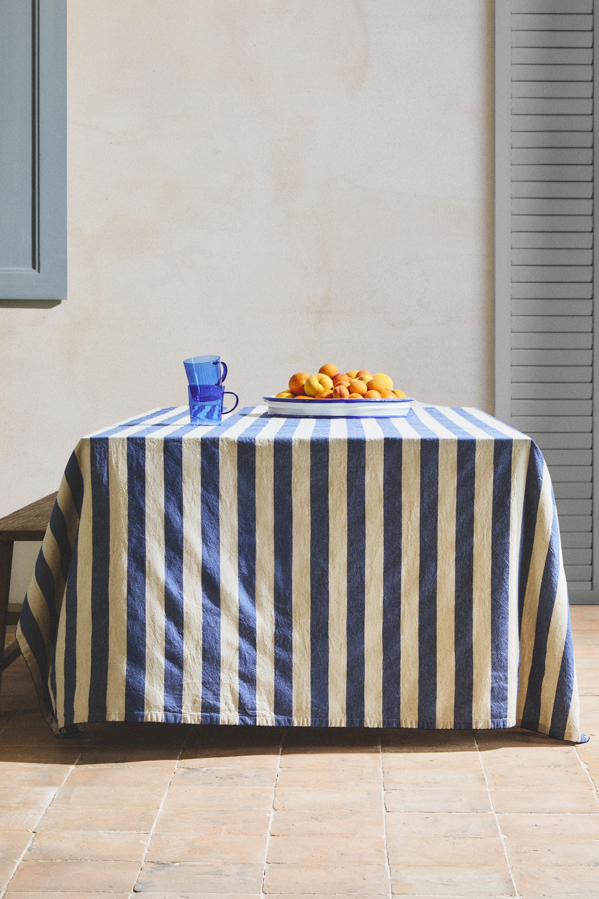 DYED THREAD STRIPED TABLECLOTH