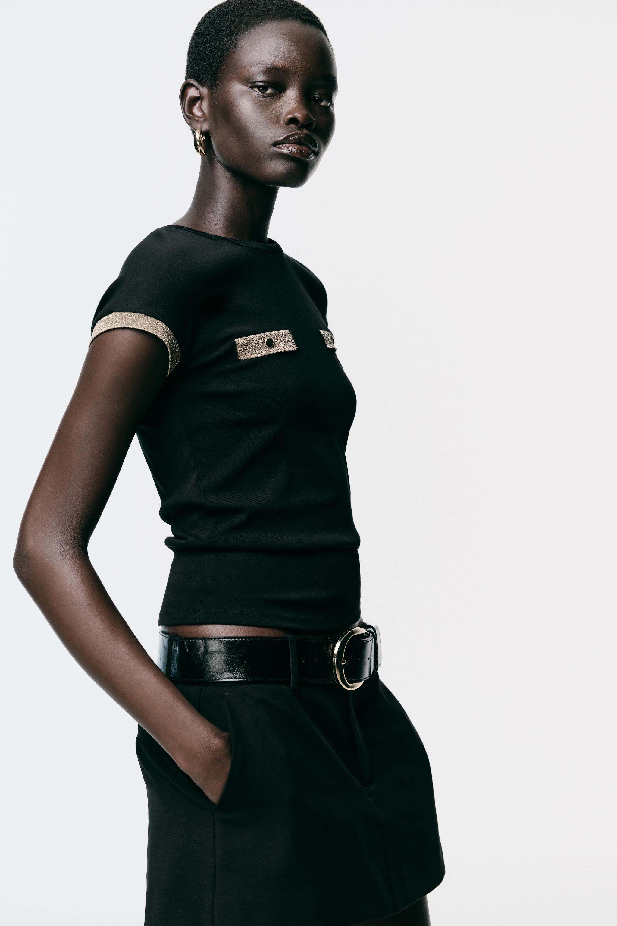 METALLIC THREAD T-SHIRT