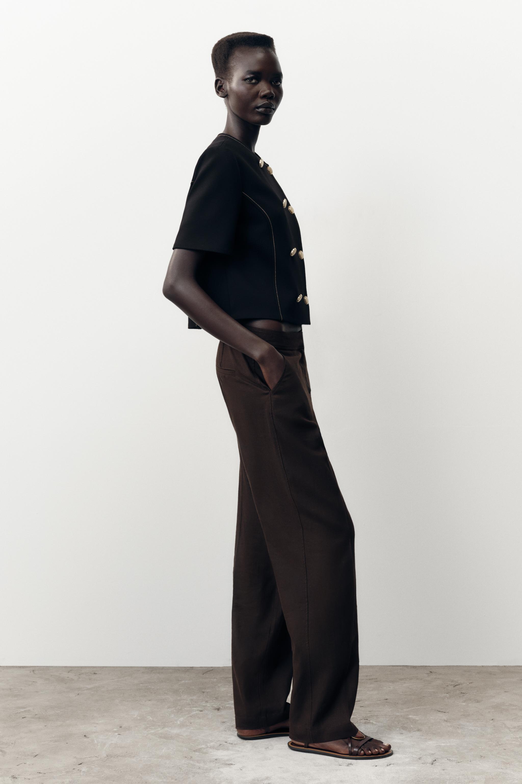 CONTRAST STITCHING SHORT SLEEVE BLAZER