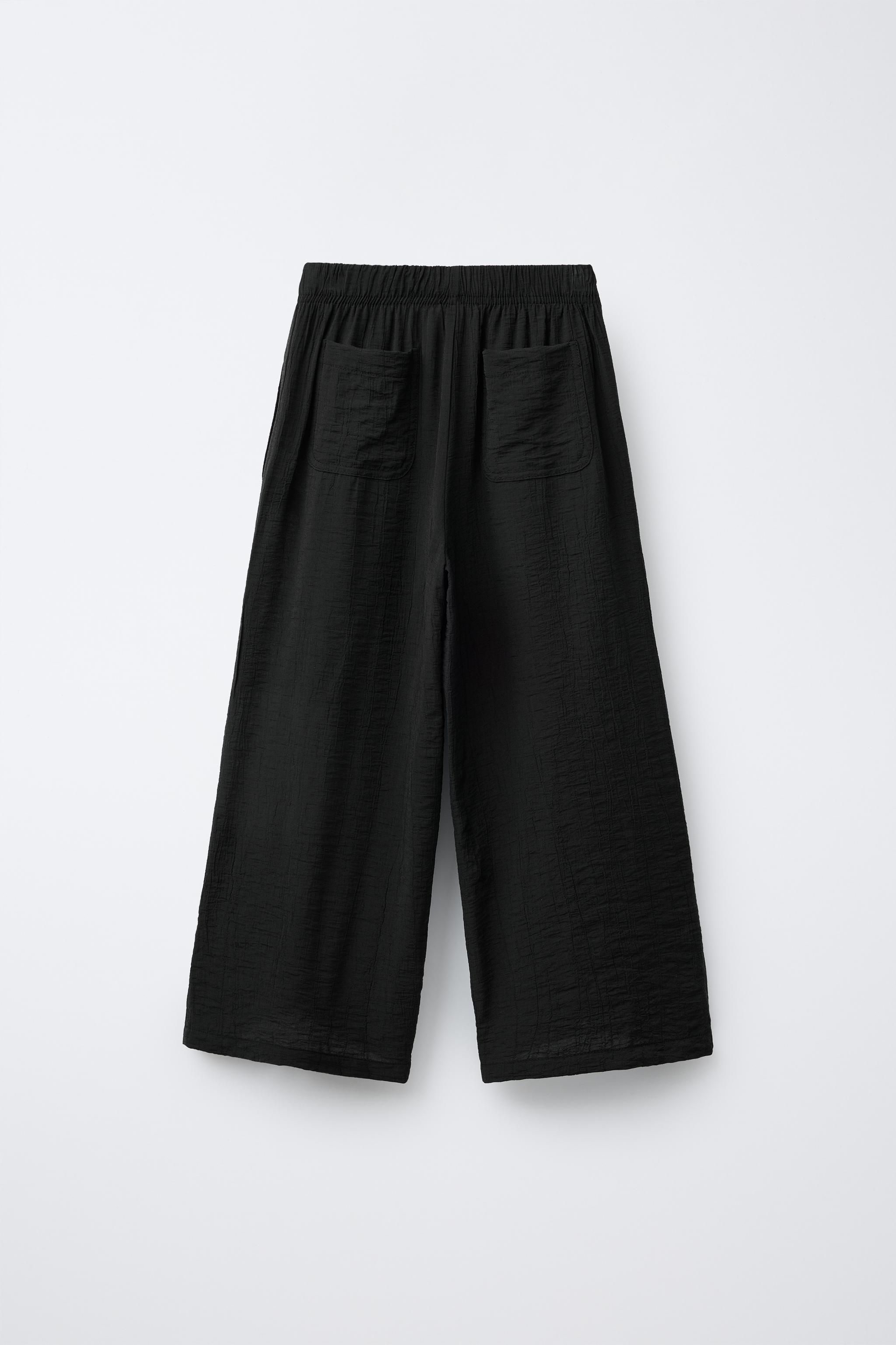 WRINKLED EFFECT WIDE LEG PANTS