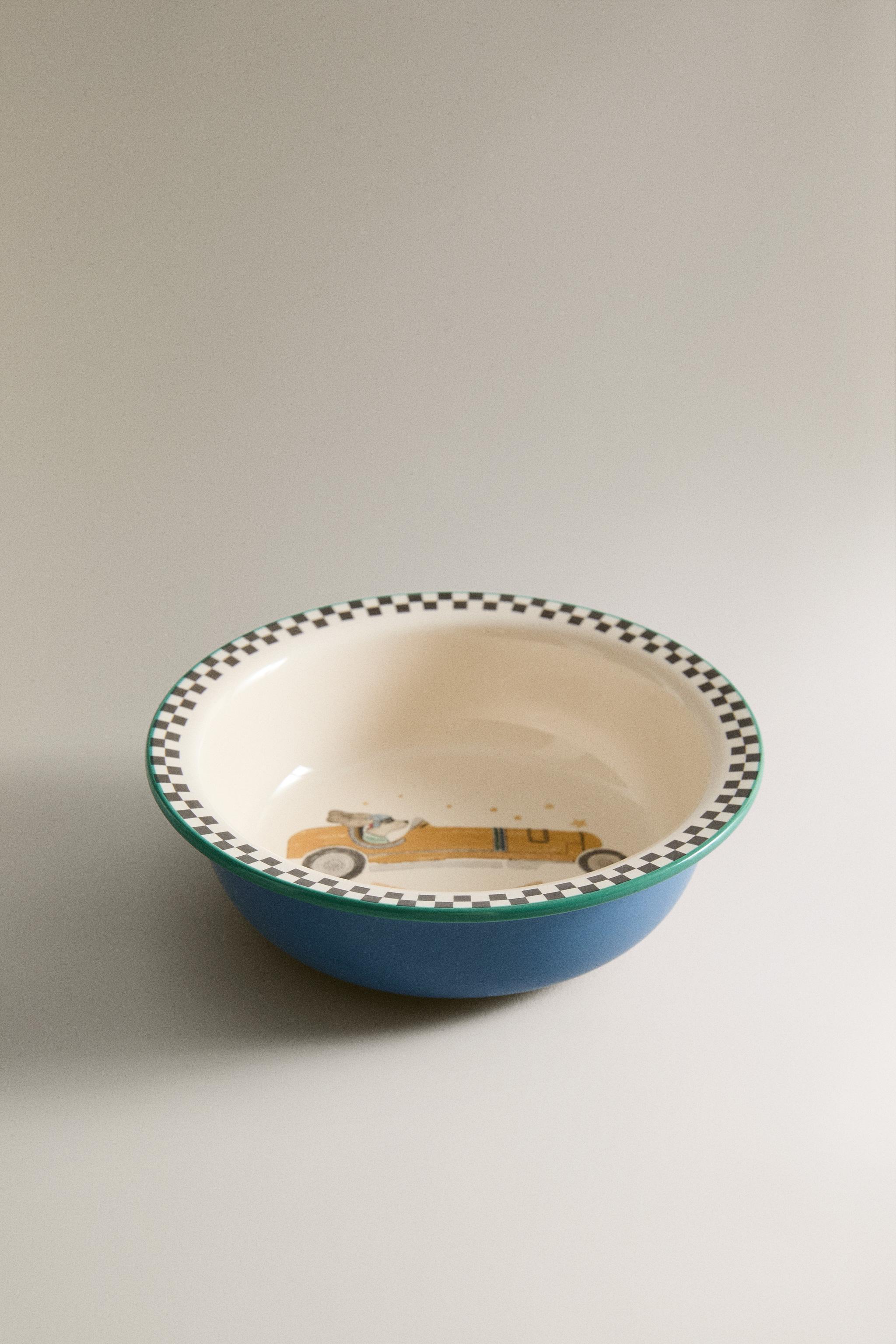 CHILDREN'S BOWL MADE OF CERAMIC WITH A RACING DOG DESIGN