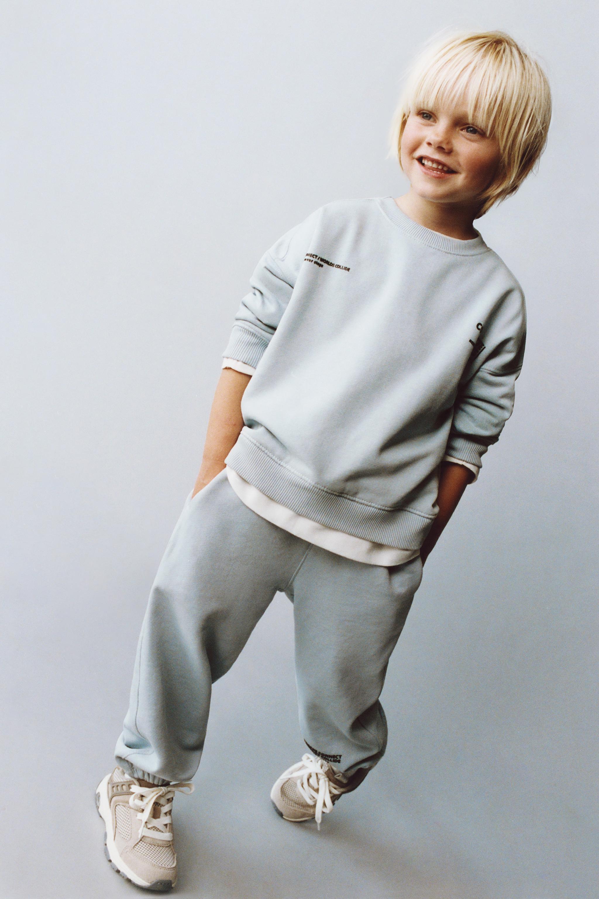 TEXT SWEATSHIRT AND JOGGER PANTS JOGGING SET