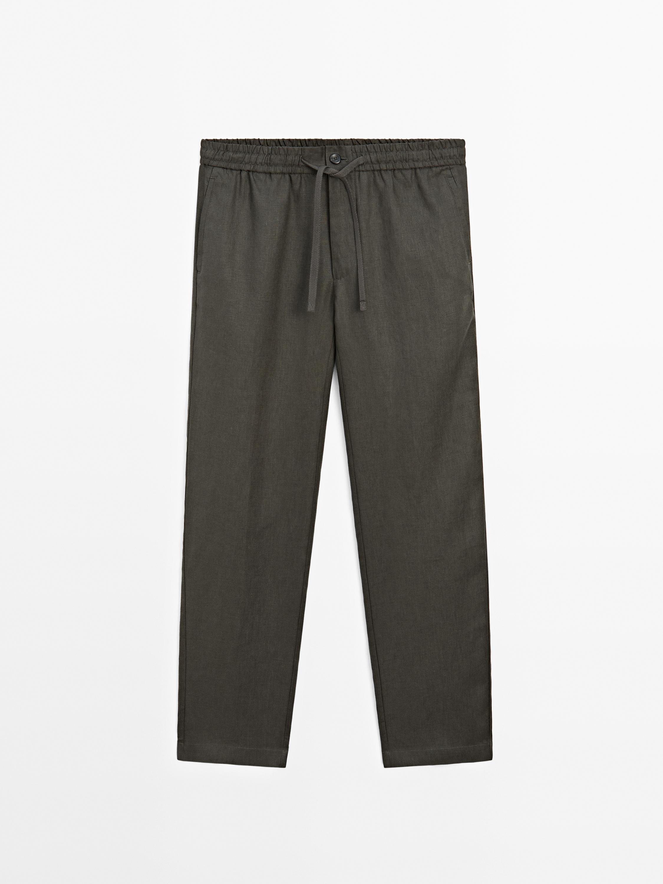 100% linen jogger fit trousers