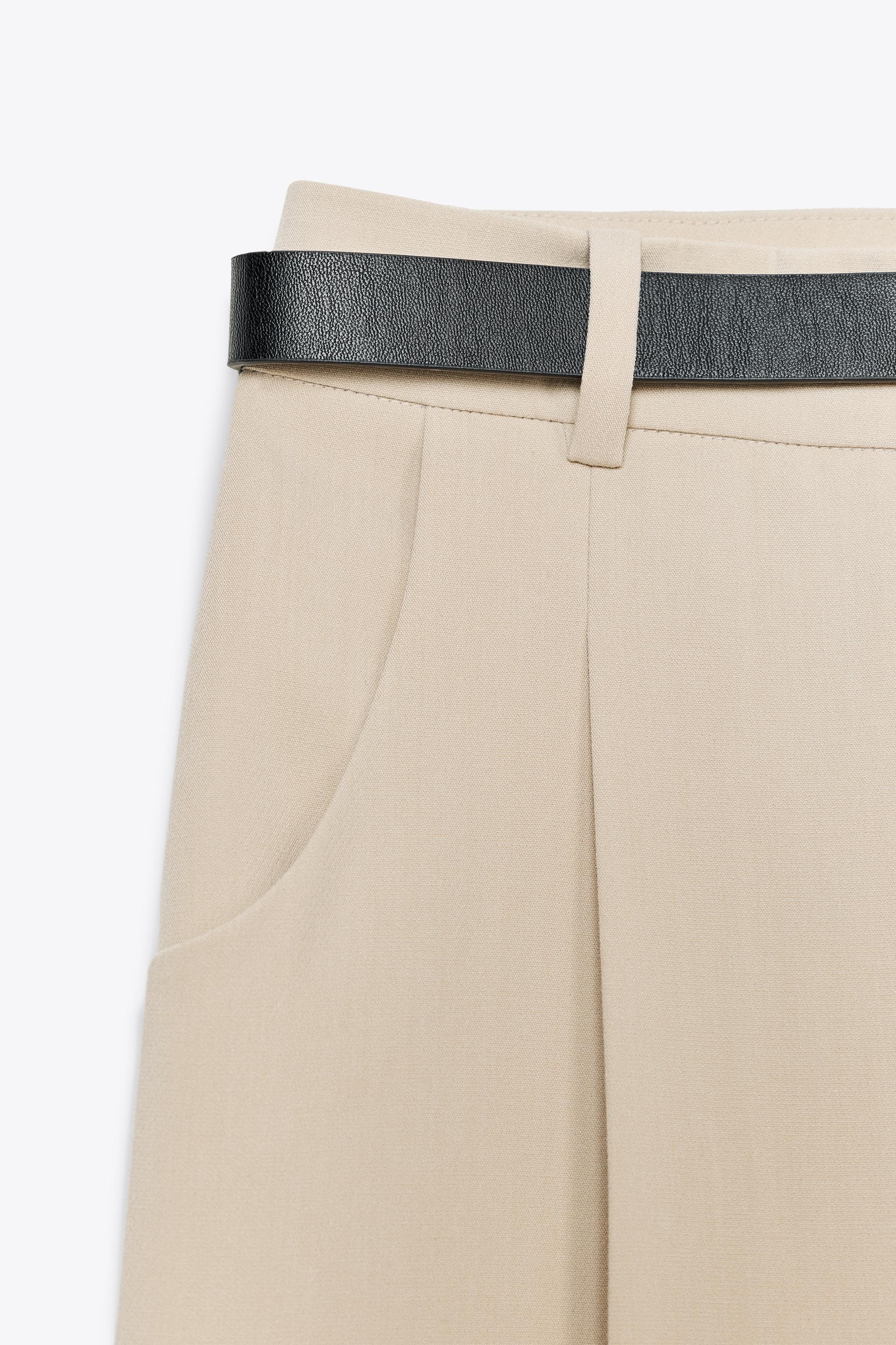 BELTED PLEATED PANTS