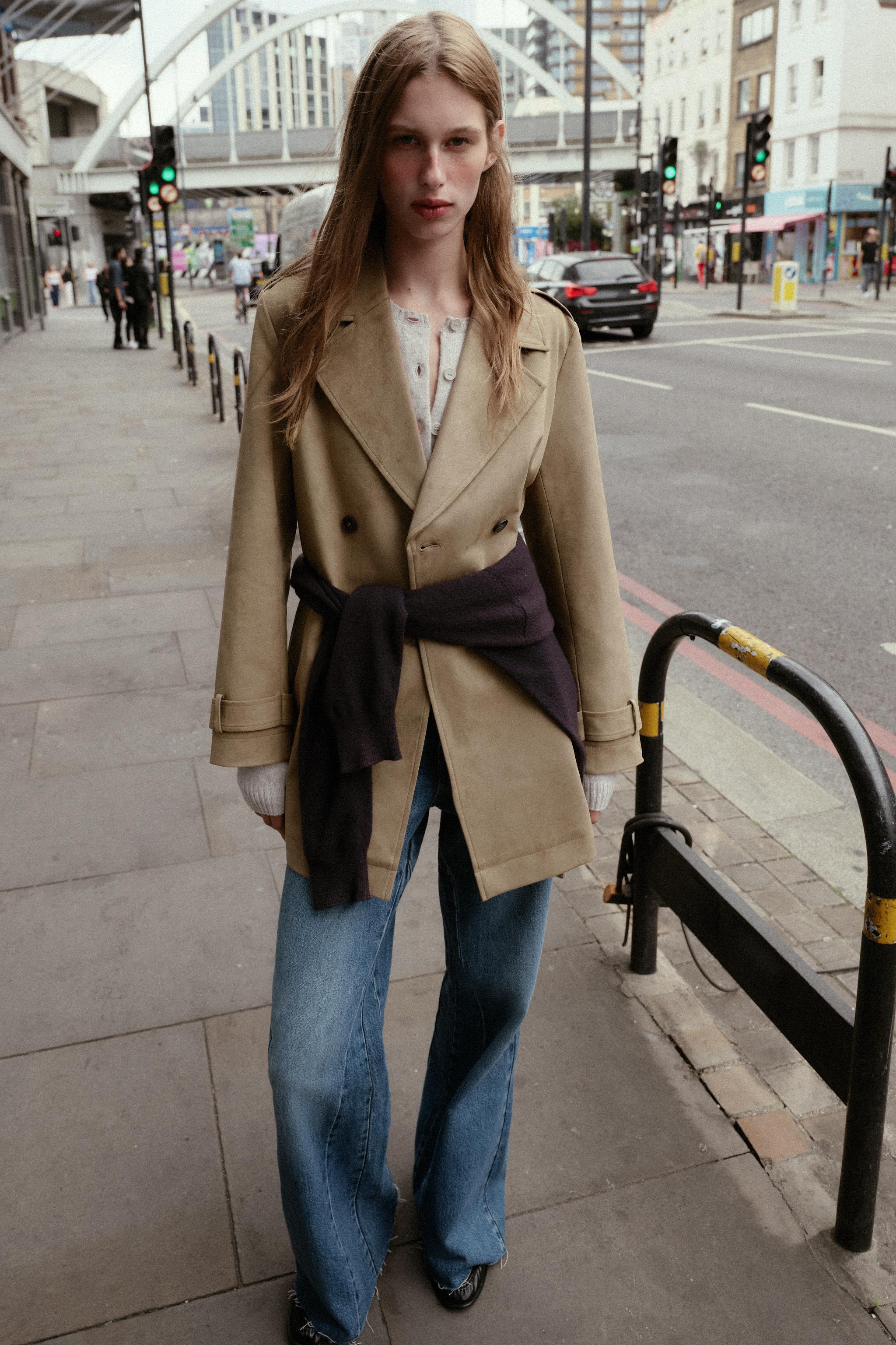 FAUX SUEDE TRENCH COAT