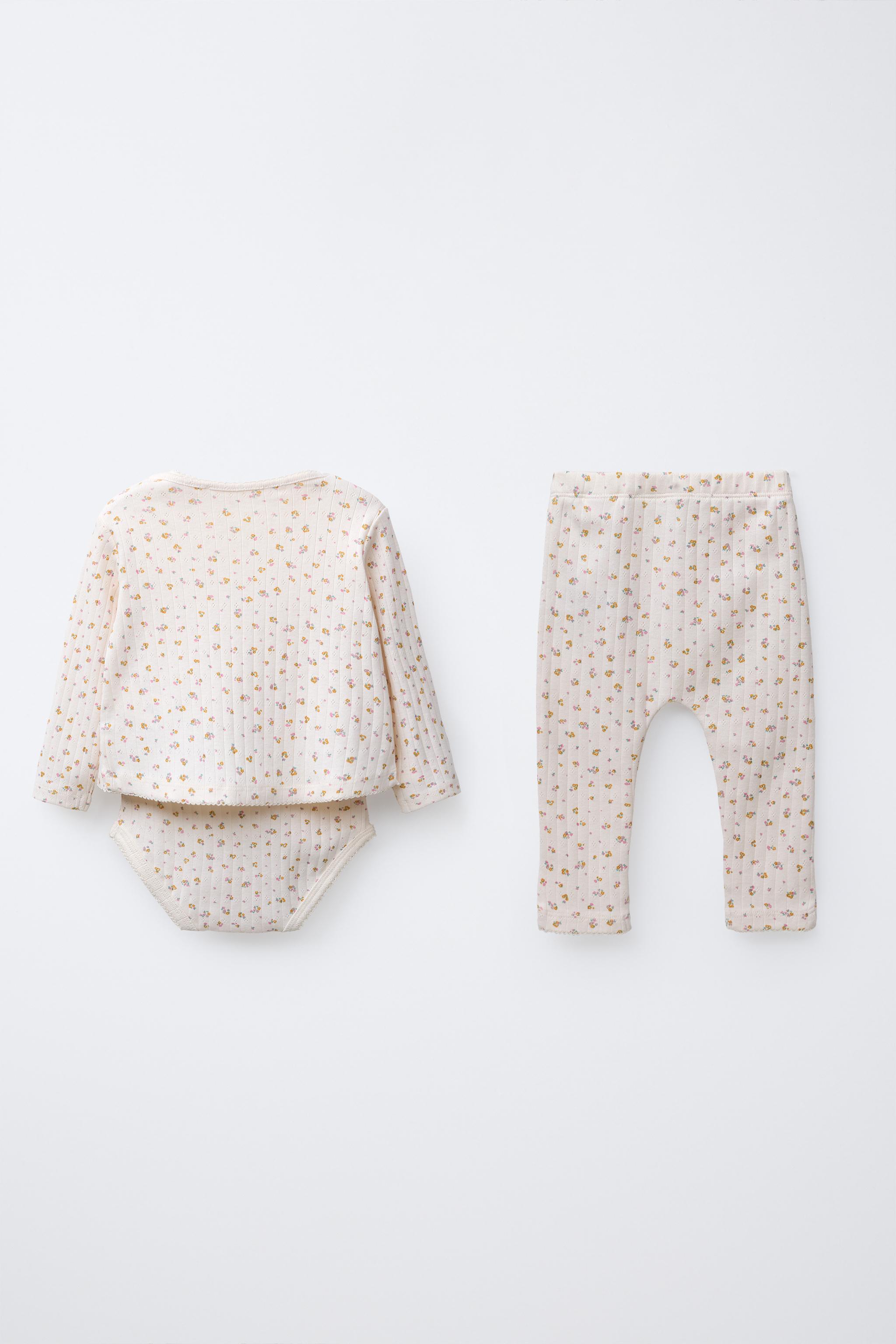 FLORAL PRINT CARDIGAN, BODYSUIT & LEGGING SET