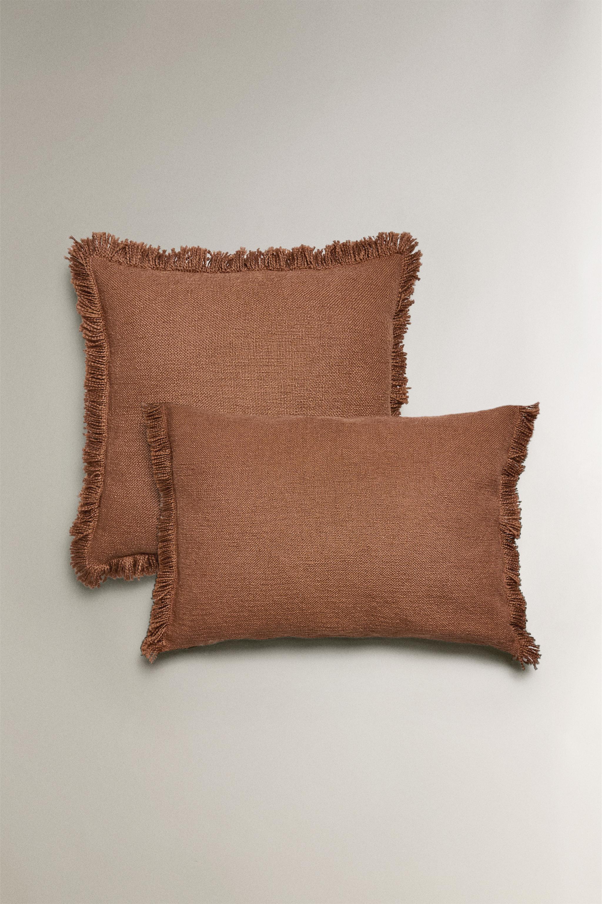 FRINGED THROW PILLOW COVER