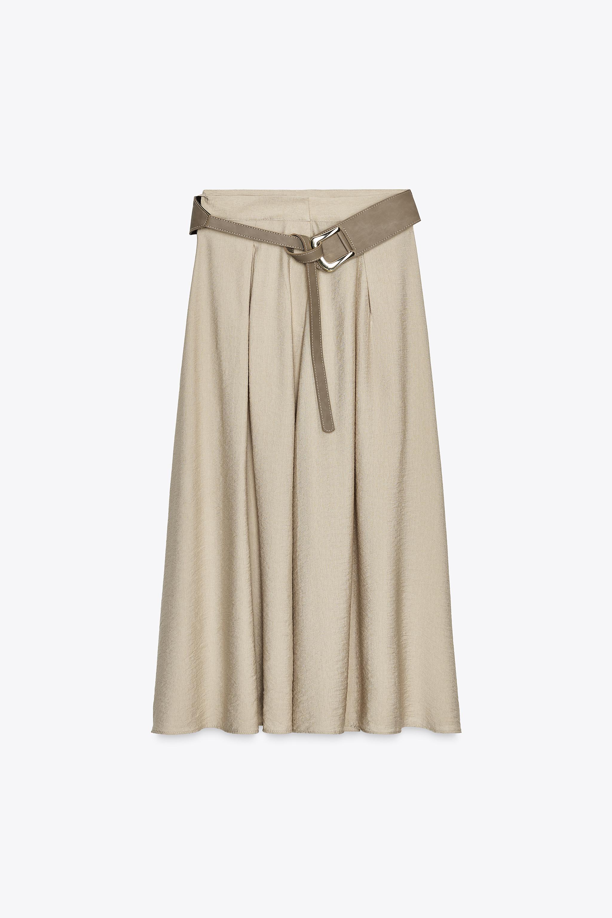 RUSTIC BELTED A-LINE SKIRT