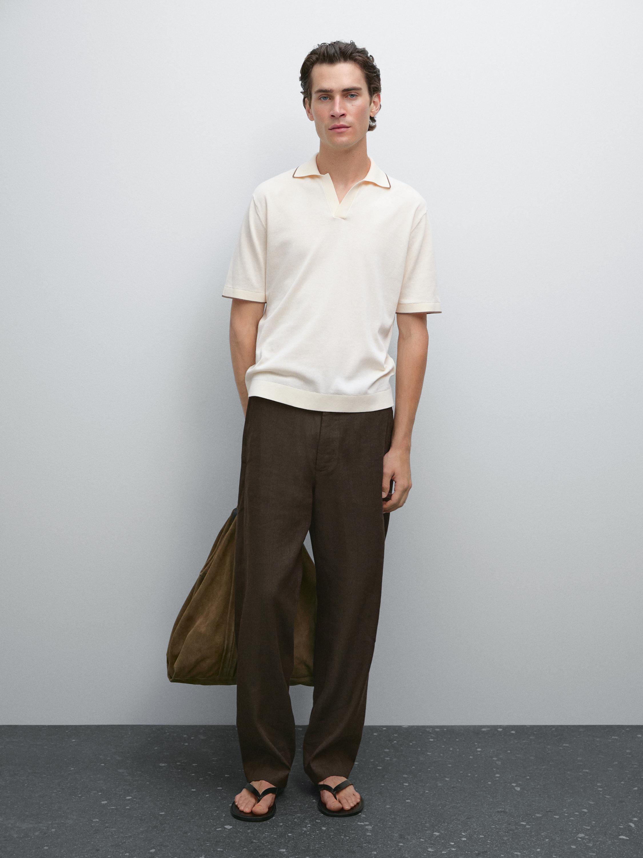 Knit polo shirt with contrast detail